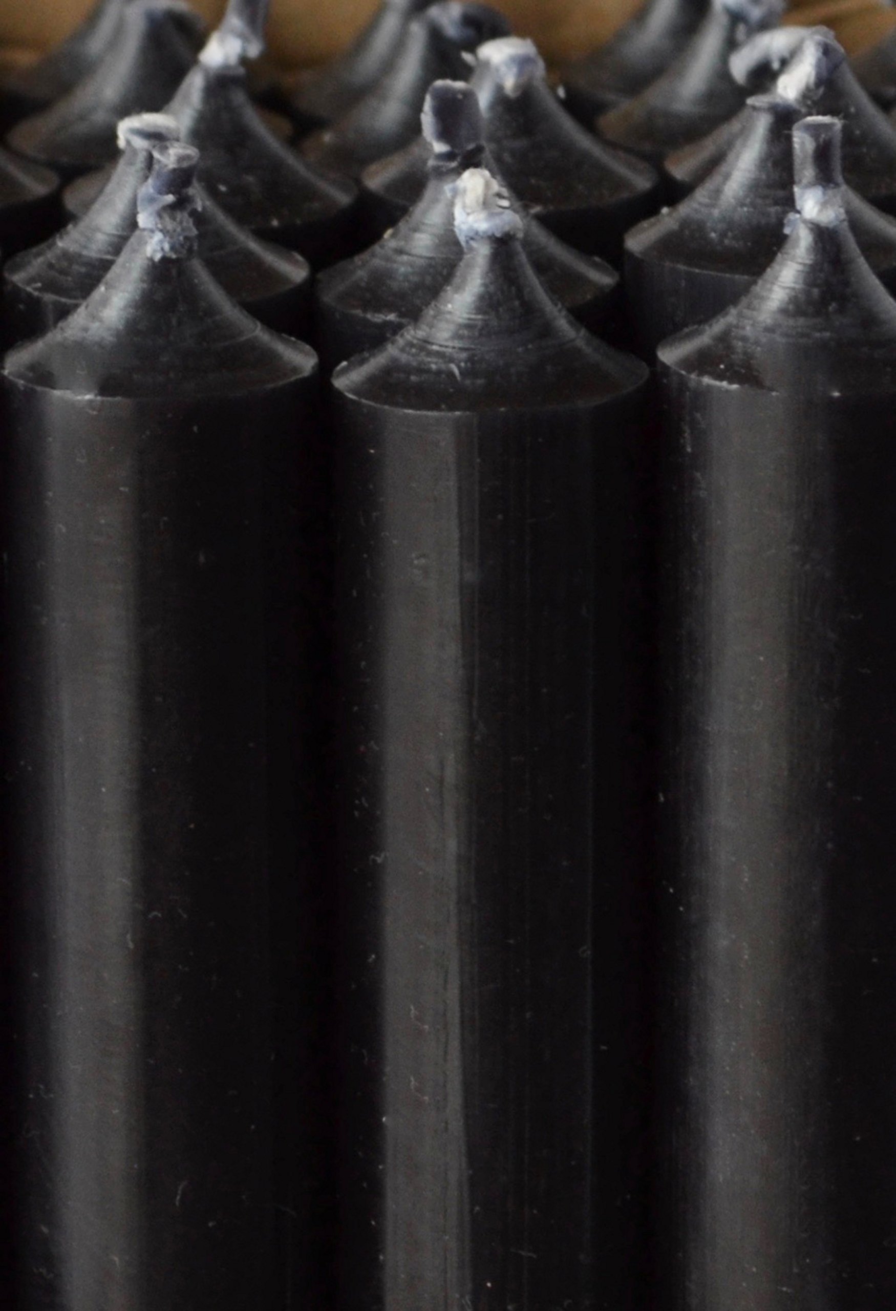 Plaristo/Kerzenfarm Black 10" Coloured Through Dinner Candles, 11½ Hrs Burn Time, Non-Drip, Pack Of 10