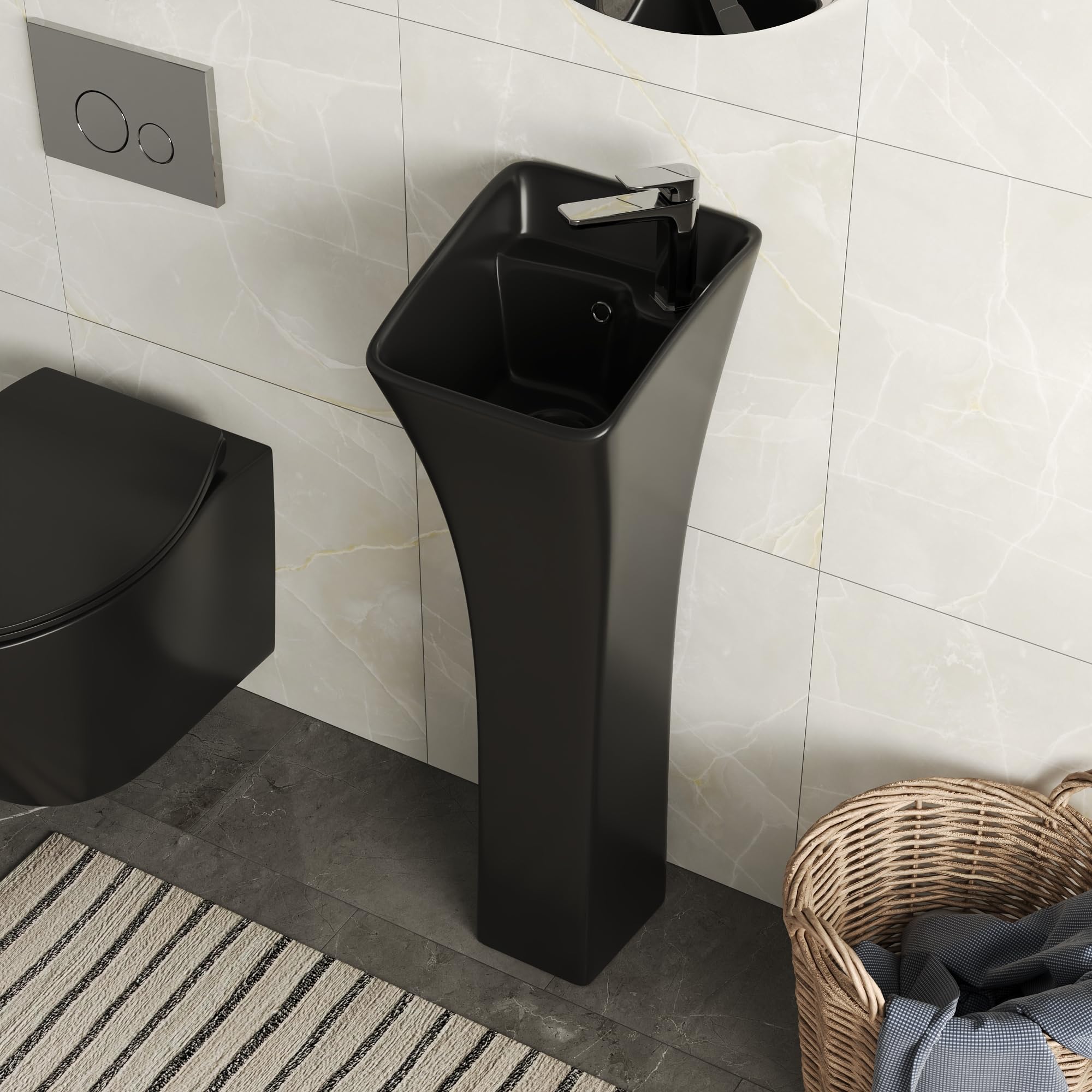 DeerValley Horizon Bathroom Pedestal Sink, 11