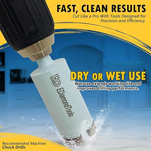 Miniatura 9 de Broca de diamante de alto rendimiento de 1-18 pulgadas para piedras naturalesde ingeniería, profundidad de perforación de 2 pulgadas, protección