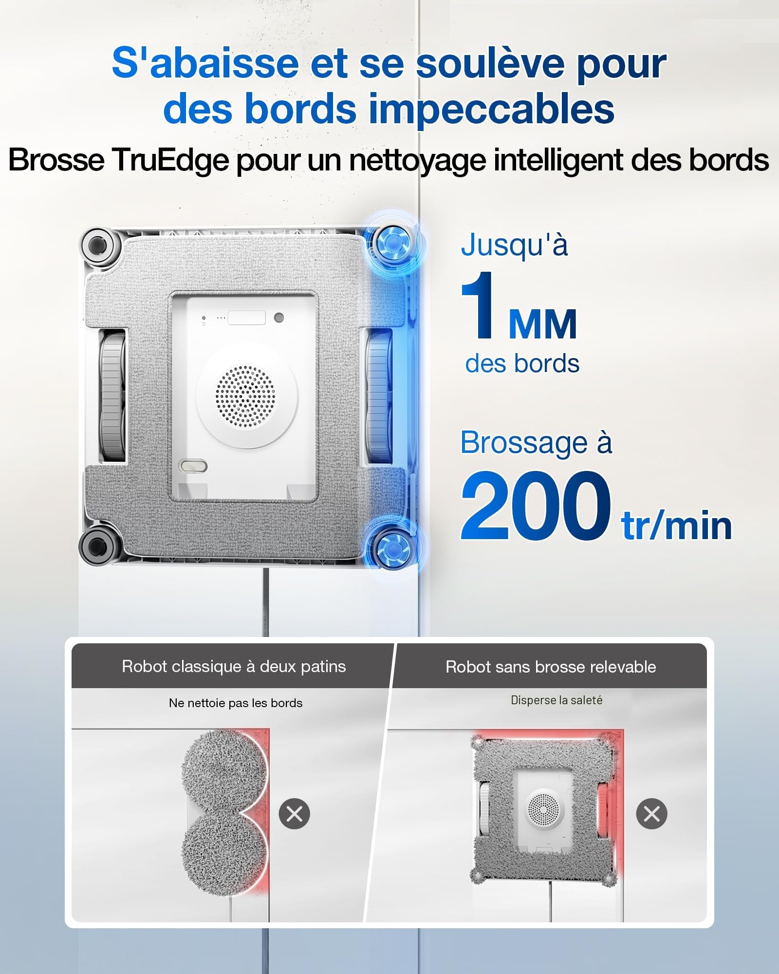 ECOVACS WINBOT W2S Omni Robot Nettoyeur de vitres avec Station, Nettoyage Intelligent Bord à Bord avec la TruEdge™, Charge en Fonctionnement, pulvérisateur d'eau 3 Jets, Protection 12 Niveaux