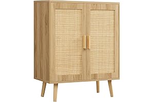 Iwell Rattan Entrance Cabinet with Adjustable Shelf and Doors