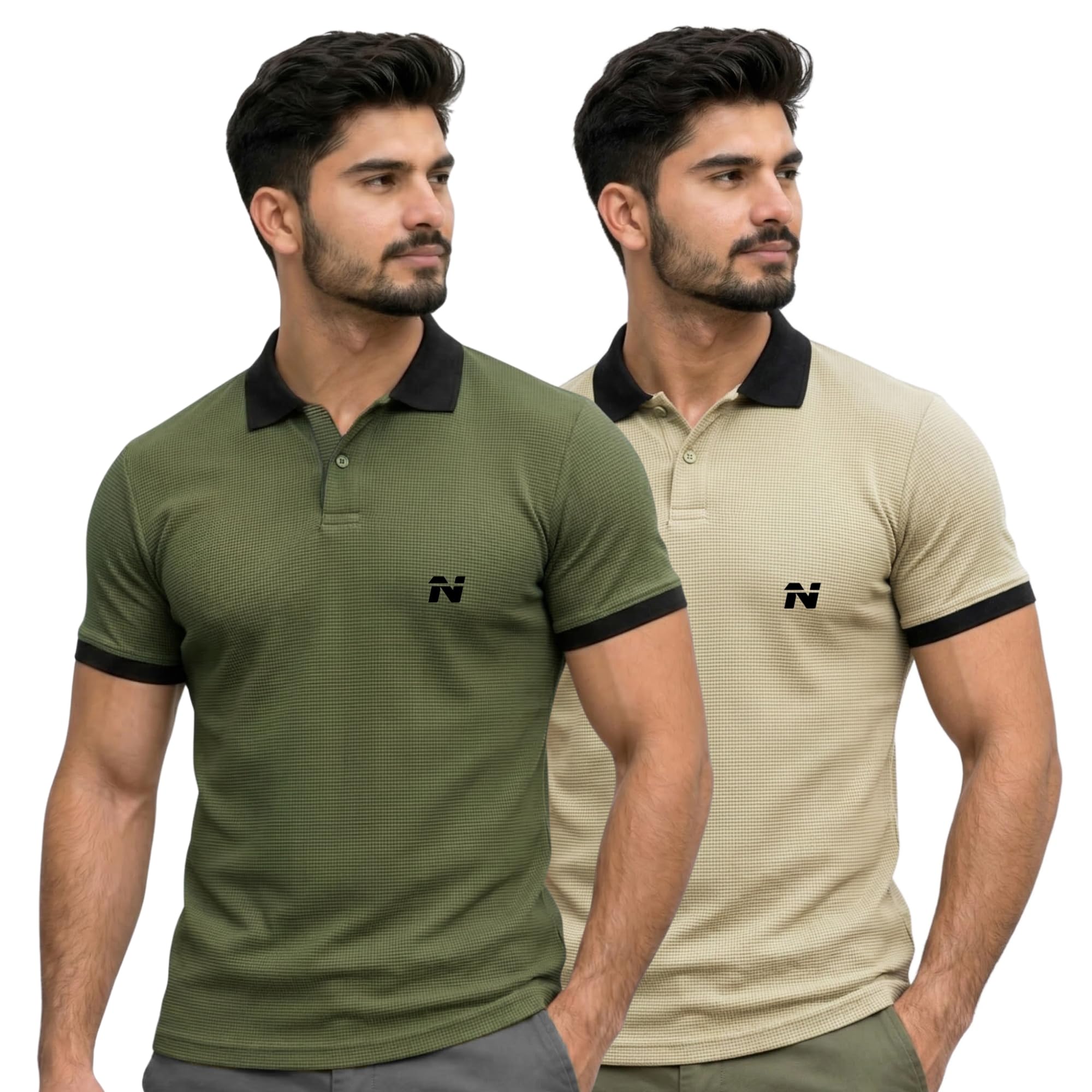 ninq Men’s Textured Polo | Casual Half Sleeve Cotton Blend Regular Fit for Men & Boys | Classic Colour Tshirt for Everyday Wear & Smart-Casual Style-picture-47