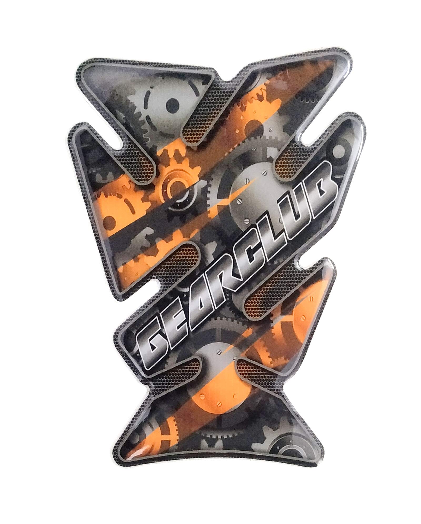 AutoMopix Gearclub Universal Rubber Fuel Bike Tank Pad Sticker[Orange,Grey]