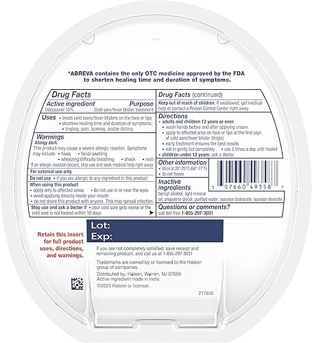 Vista 9 de Abreva Tratamiento 10% Docosanol para el dolor de frío, trata tu ampolla de fiebre en 2.5 días - 2 tubos de 0.07 onzas