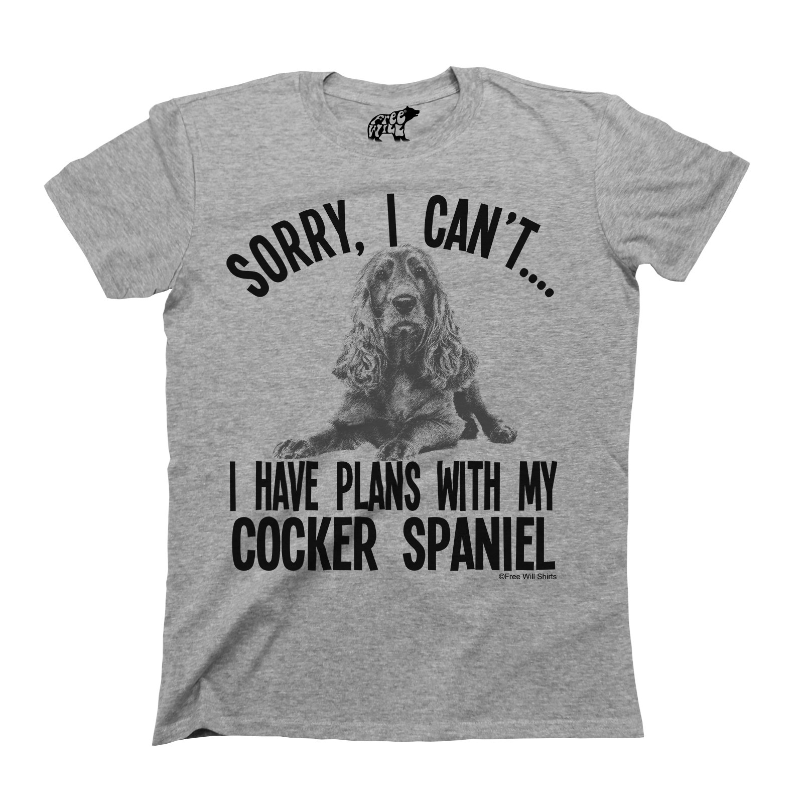 Free Will Shirts Women's Grey Sorry I Cant I Have Plans With My French Bulldog Dog T-Shirt Mens Unisex Fit
