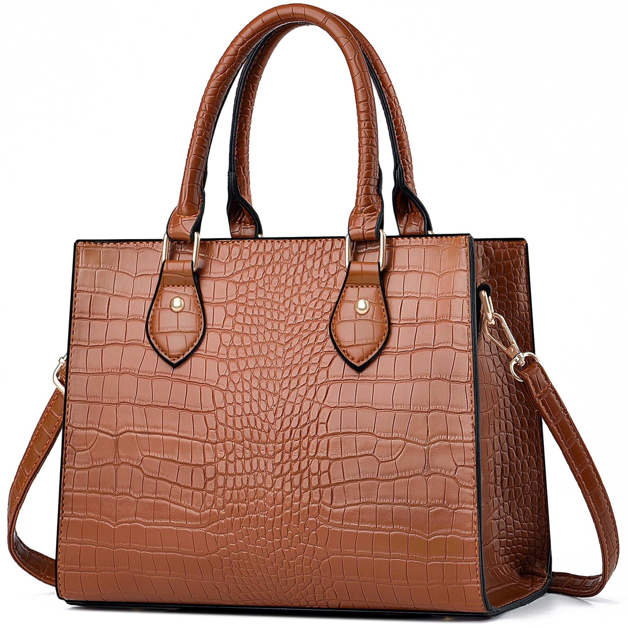 CHICAROUSAL Crossbody Purses and Handbags for Women PU Leather Tote Top Handle Satchel Shoulder Bags (Stw Brown)