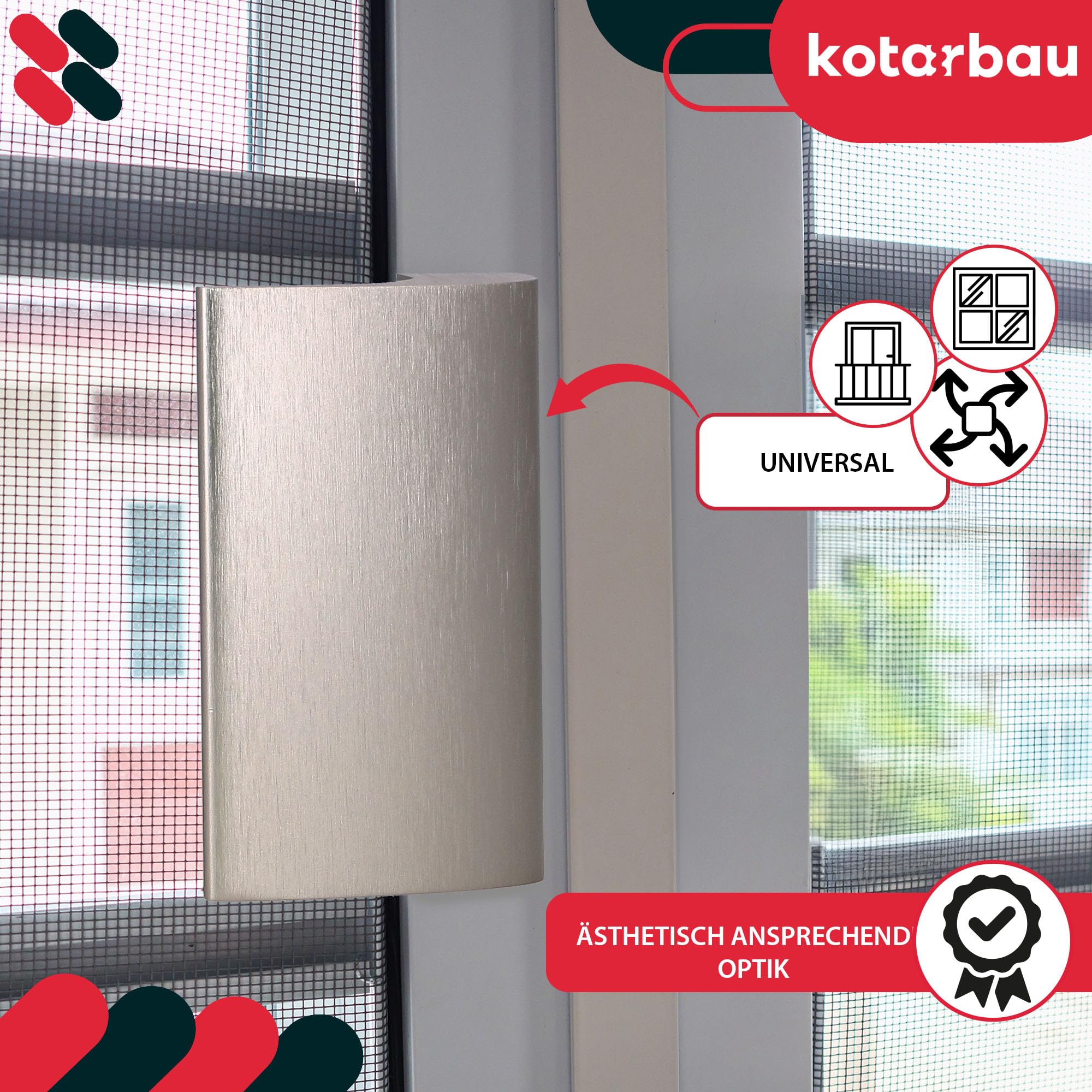KOTARBAU Balkontürgriff Edelstahloptik Terrassentürgriff DE LUXE Sicher Raucher Türoptik Schließen Griffmuschel Universal Ziehgriff Aluminium Balkongriff