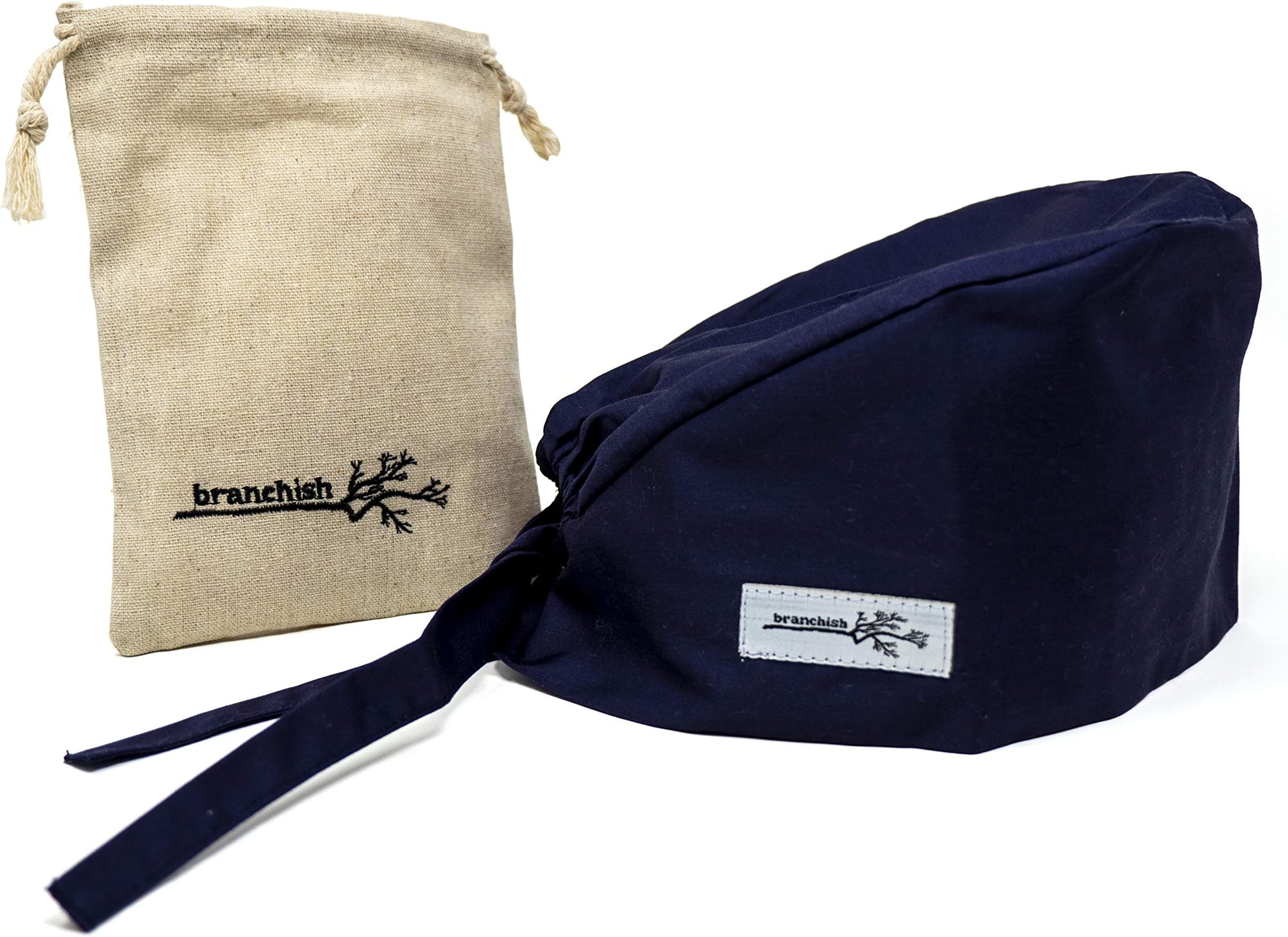 branchishSurgical Scrub Cap for Women - Bouffant Hat & Hair Cover Bonnet for Nurses (Navy Blue)
