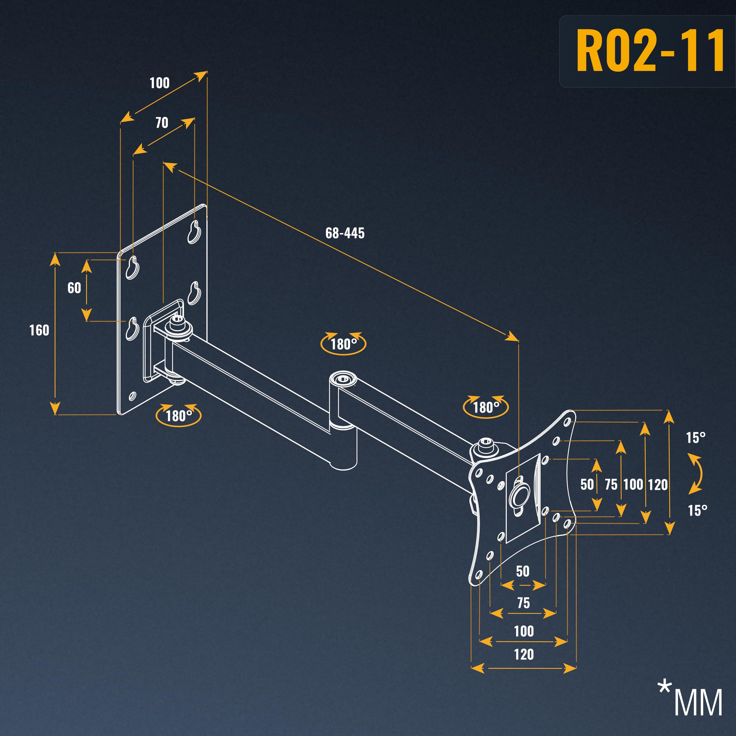 RICOO R02-11 Supporto TV da parete Staffa TV 13-34 pollici per 13 34 pollici girevole inclinabile fino a 20 kg max VESA 100x100 | Supporto per TV da parete, orientabile, VESA 75 x 75, 100 x 100, supporto per monitor curvo