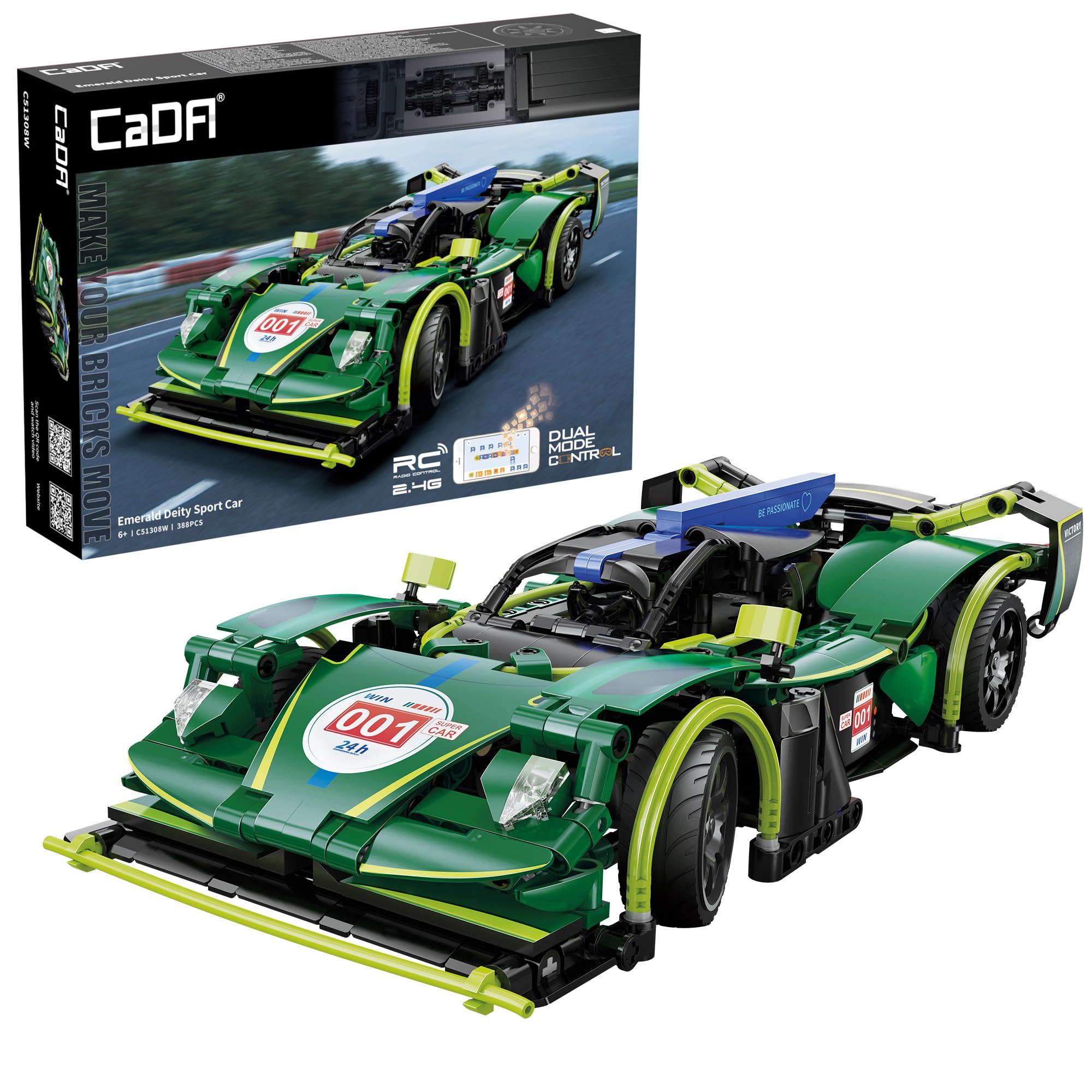 CaDA Emerald Deity - Coche deportivo - 388 piezas - Bloque de construcción de ladrillo autoconstruido, modelo C51308W