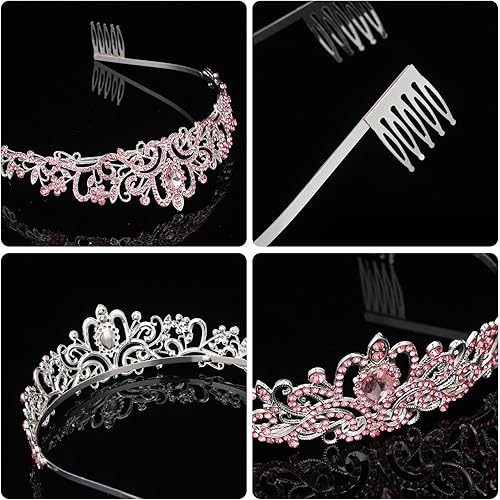 Miniatura 33 de Corona de princesa para mujer, tiaras de reina de cristal para niñas, accesorios para el cabello de novia, regalos para cumpleaños, boda