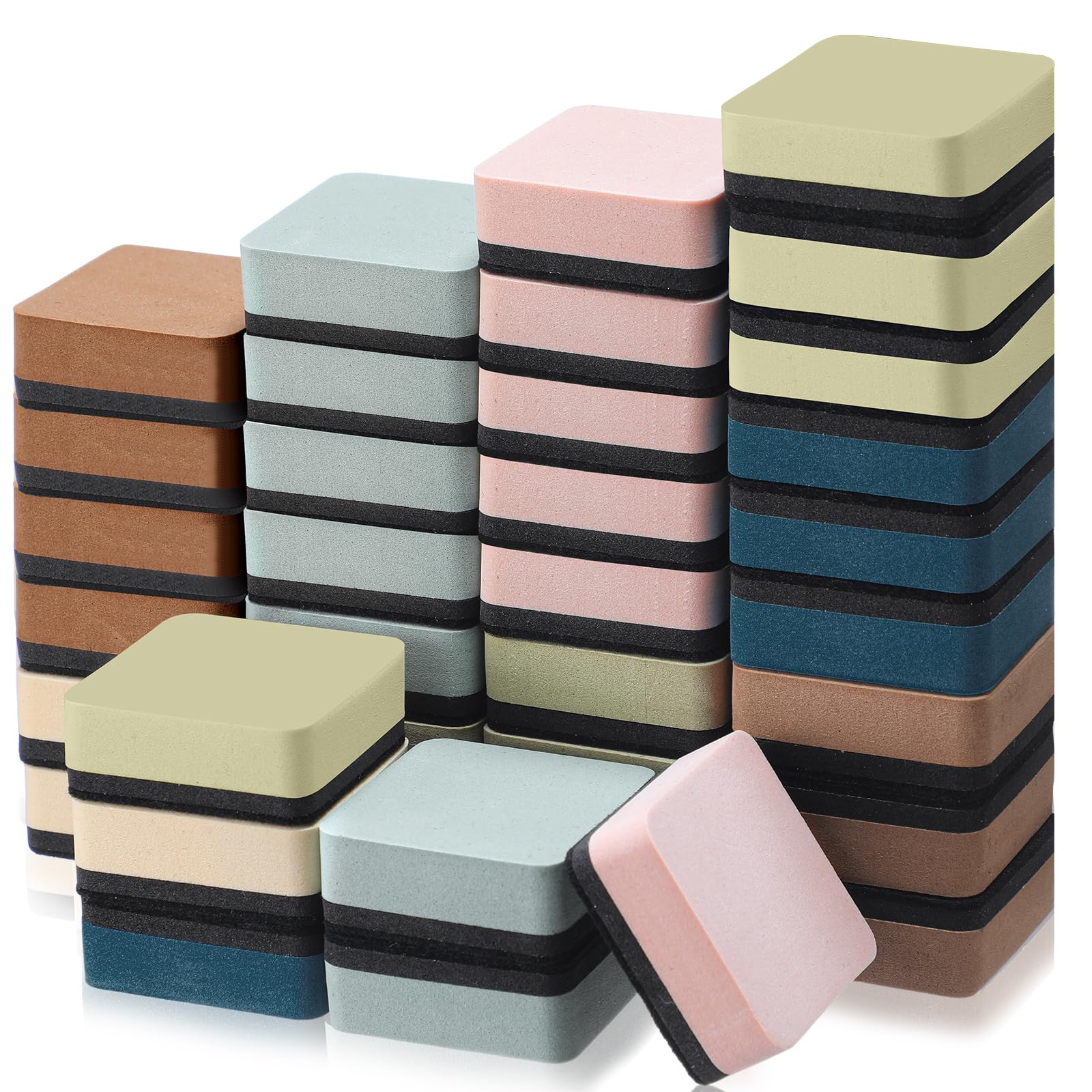 Marspark 48 Pack Mini Magnetic Whiteboard Eraser for Classroom Mini Dry Erase Board Erasers 6 Morandi Color Aesthetic Teacher Supplies Chalkboard