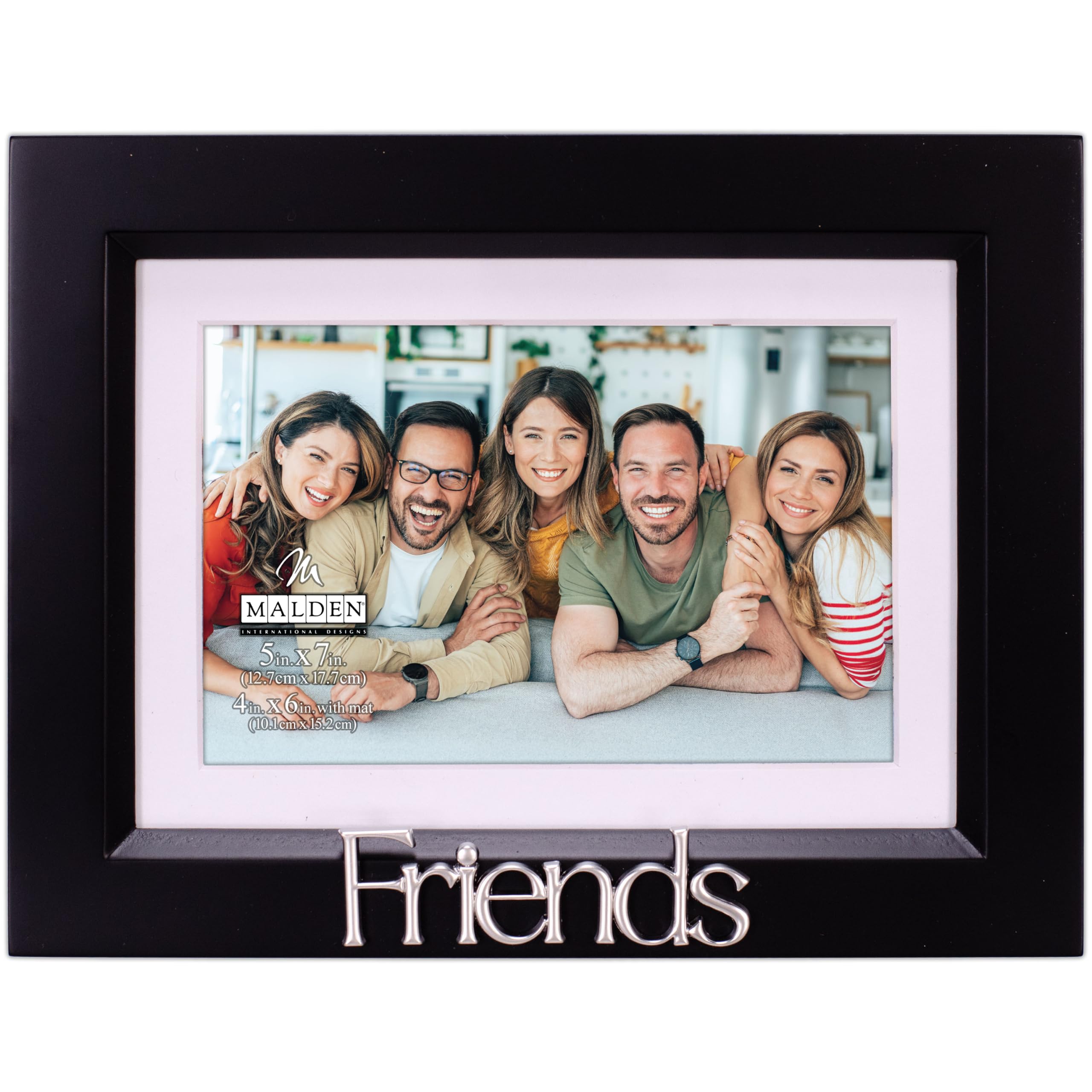 Malden Black International Designs 4X6 Or 5X7 Friends Expressions Picture Frame Silver Finish Word Attachment Matte Finish Frame White Beveled Mat
