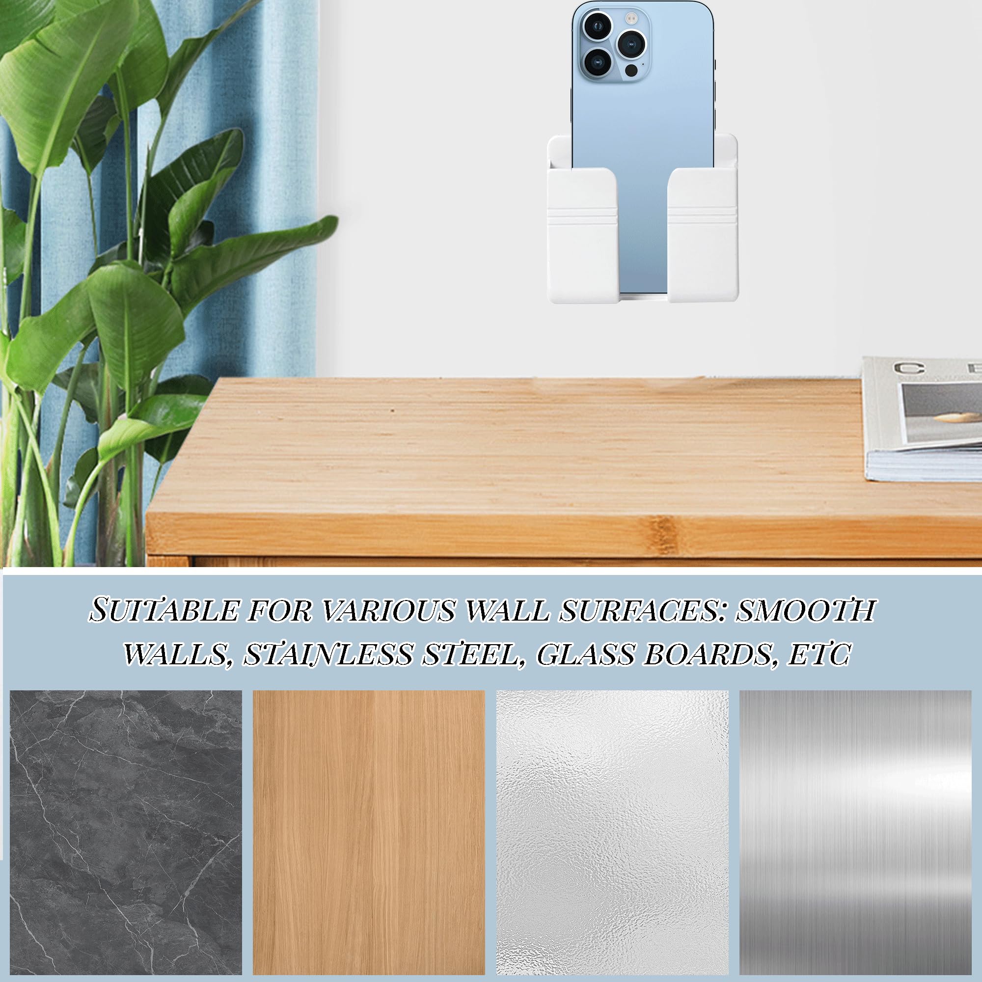 2 Muraux Pour Téléphone Avec Adhésif Support De Charge Avec