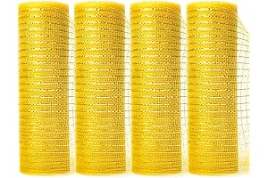 Ribbli Yellow Mesh for Wreaths, 10 in x 30 ft x 4 Rolls