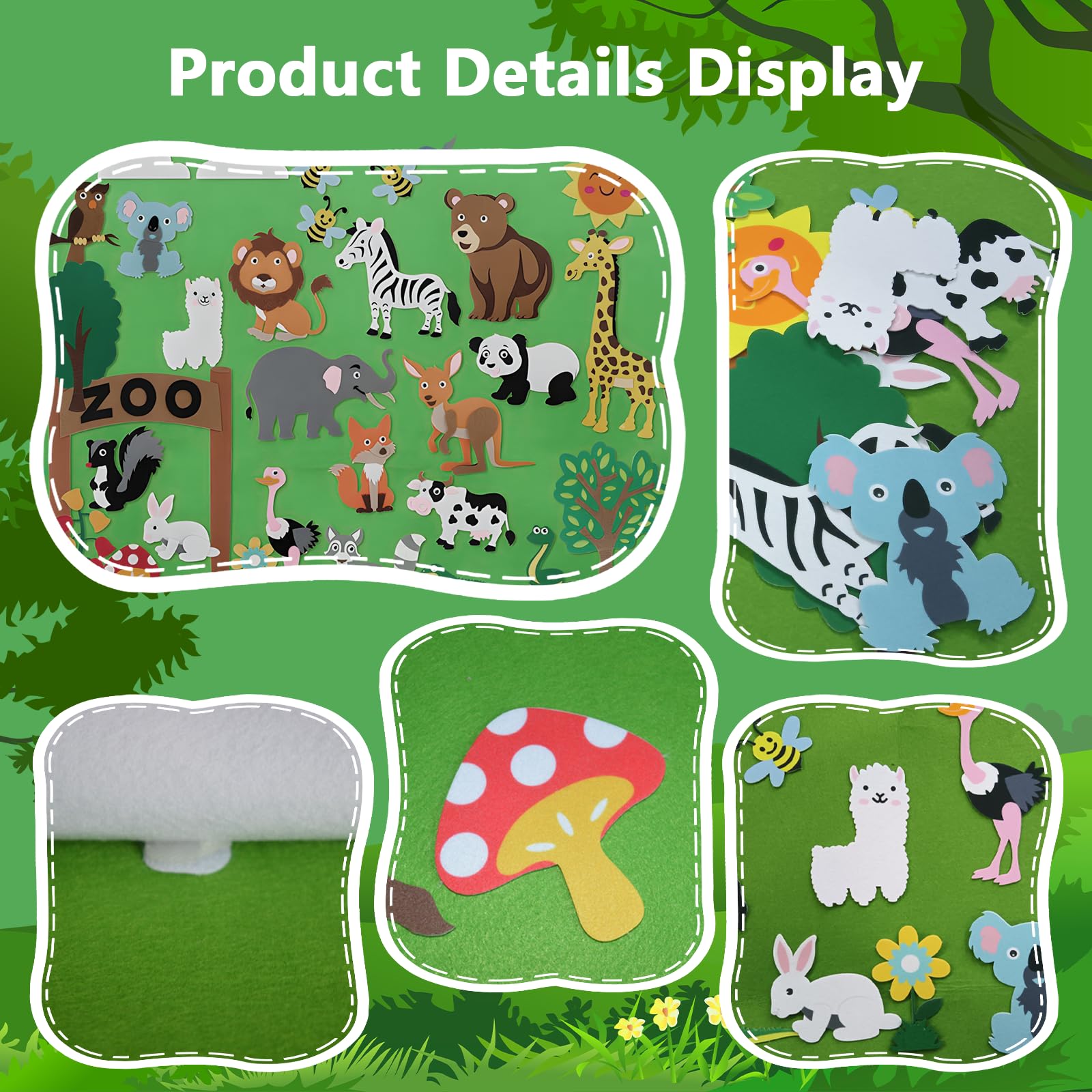 Zoo Animals Felt Story Board Set, 39 Pcs Fel t Animals Toys, Preschool Toy Gifts, Educational Toys - Image 2