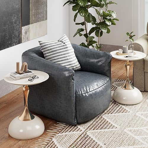 Miniatura 5 de Mesa auxiliar redonda de metal, mesa de pedestal moderna, mesas de bebidas de esquina, mesa auxiliar de acento mesita de noche para sala de estar,