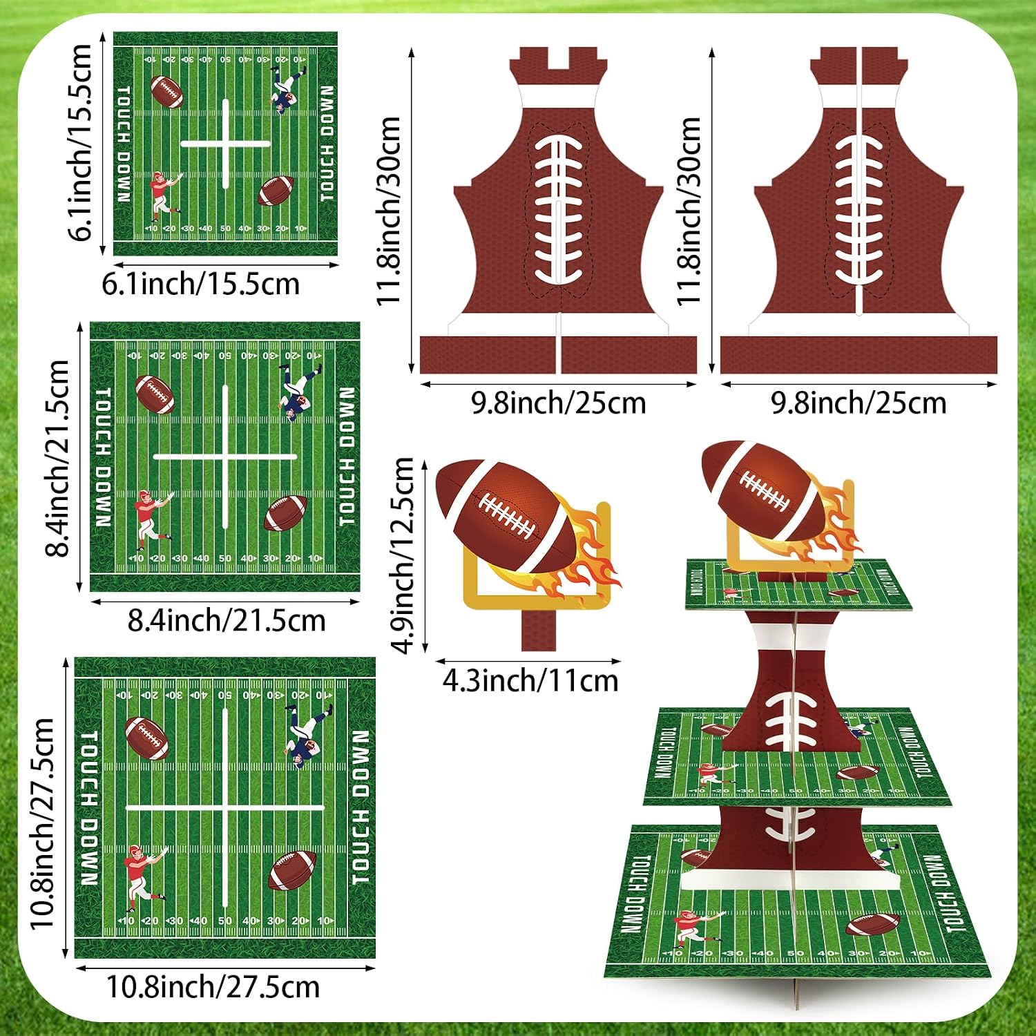 3 Tier Football Cupcake Stand Football Cupcake Toppers Dessert Stand Tower image 3