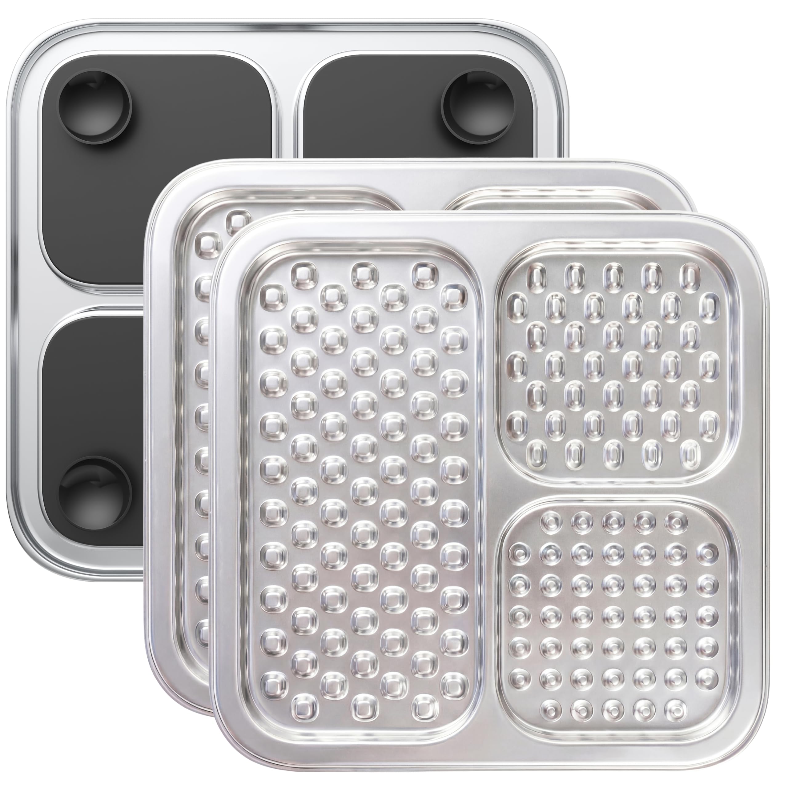 Photo 1 of 2 Pack - Stainless Steel Lick Mat for Dogs & Cats, Large Non-Slip Slow Feeder Pad with Suction Cups, Chew-Proof Dog Licking Mat for Anxiety Relief, Bathing & Grooming Time