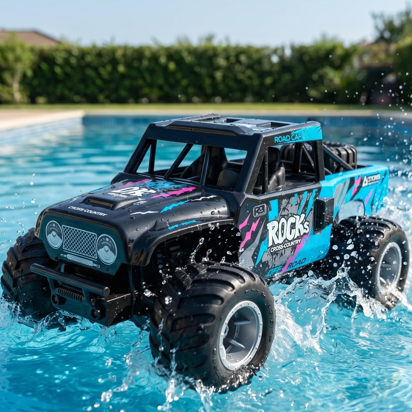 KB KAIBO Q191 1:16 Amphibious Remote Control Car - Waterproof All Terrain RC Monster Truck for Kids, 50+ Min Play with 2 Batteries, 2.4Ghz 4WD