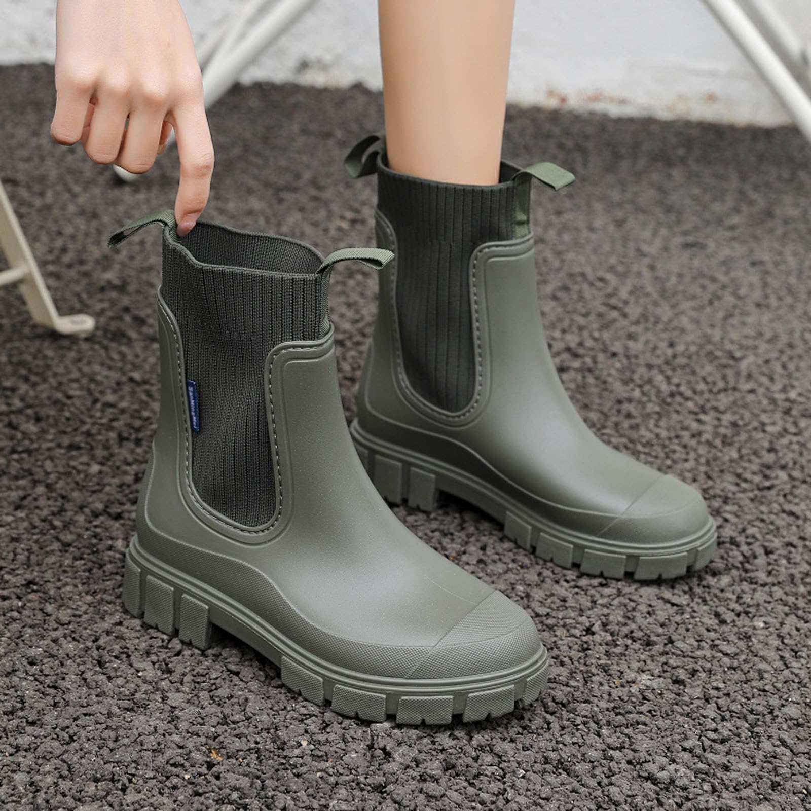 Botas de goma para mujer, botas de equitación, botas de media altura, botines para hombre, botas de equitación, botas de goma de media altura, botas de lluvia planas, impermeables, botas de
