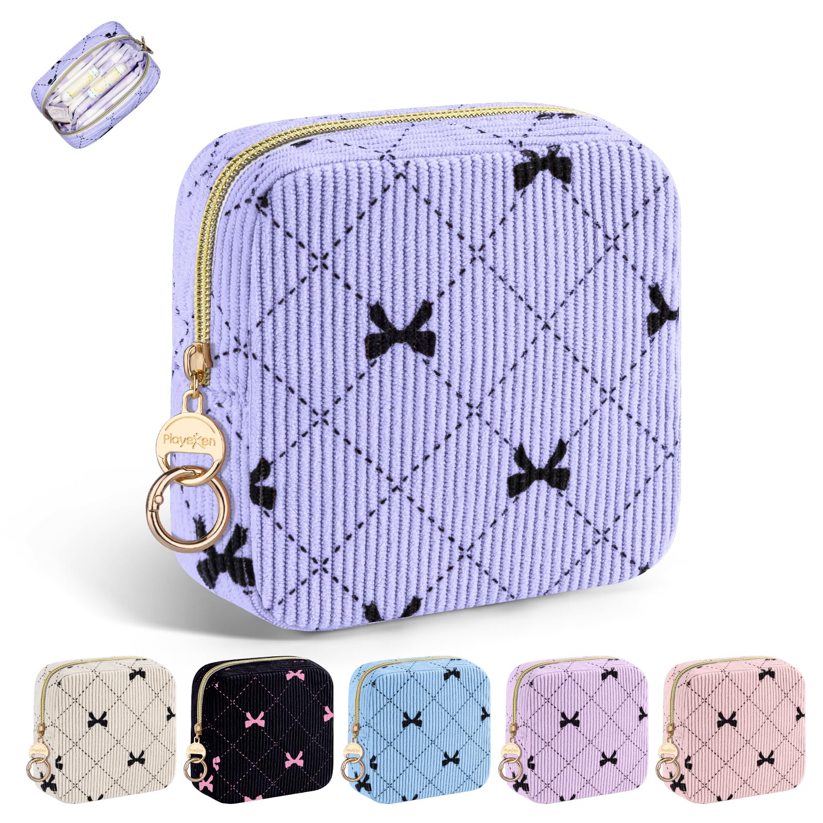 2 Piezas Neceser Compresas Pequeño Bolso de Almacenamiento Neceser para Compresas Algodon Tampones Bolsa Menstrual con Cremallera de Servilletas Sanitarias Bolsas Regalo para Adolescentes Niñas Mujer — view 12