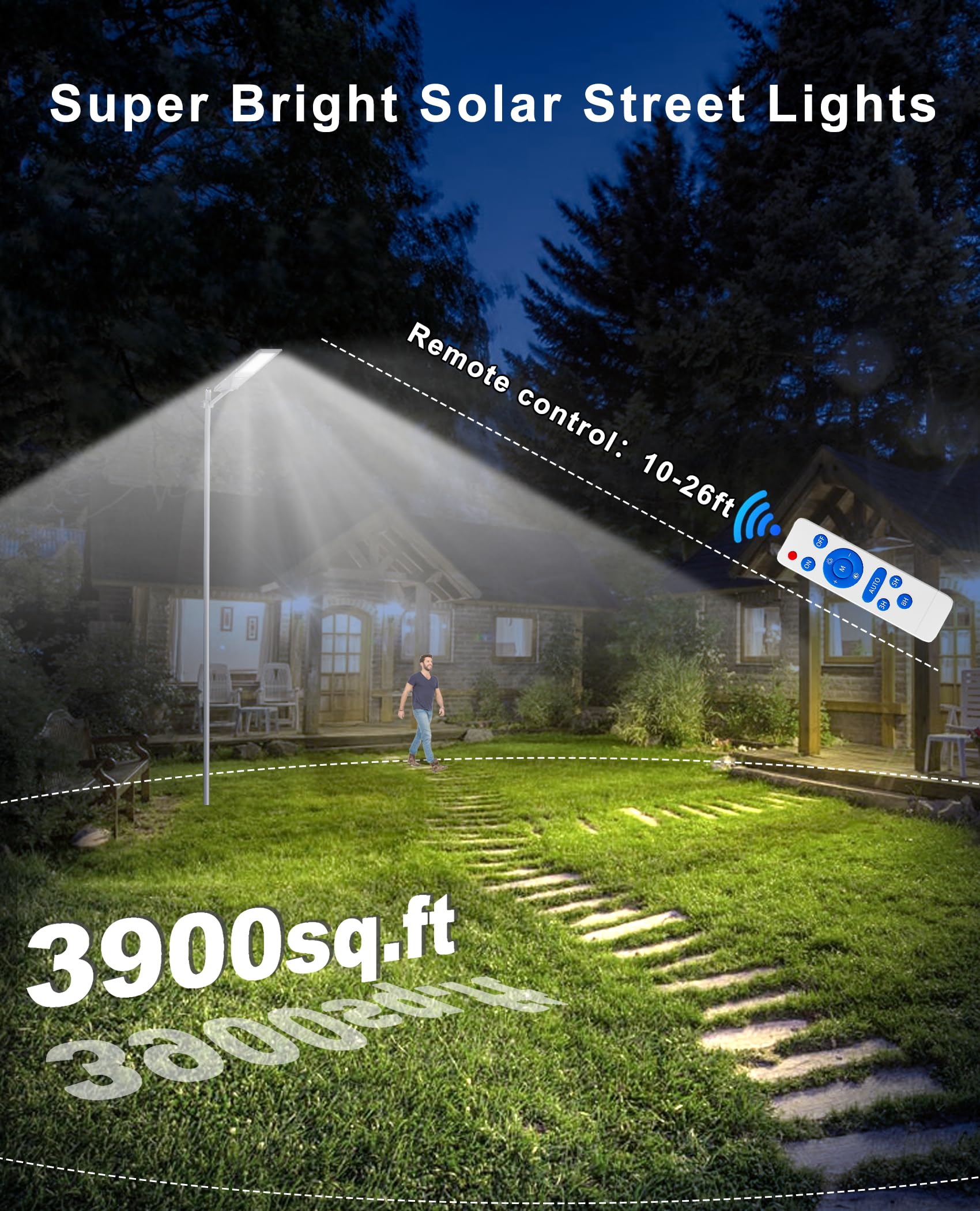 JAYNLT X-12000W Solar Straßenlaterne für Außen, Solarlampen mit Bewegungssensor, 6500K Solarleuchten Dämmerung bis zum Morgengrauen, IP68 Wasserdichte Solarstrahler für Gärten Garage