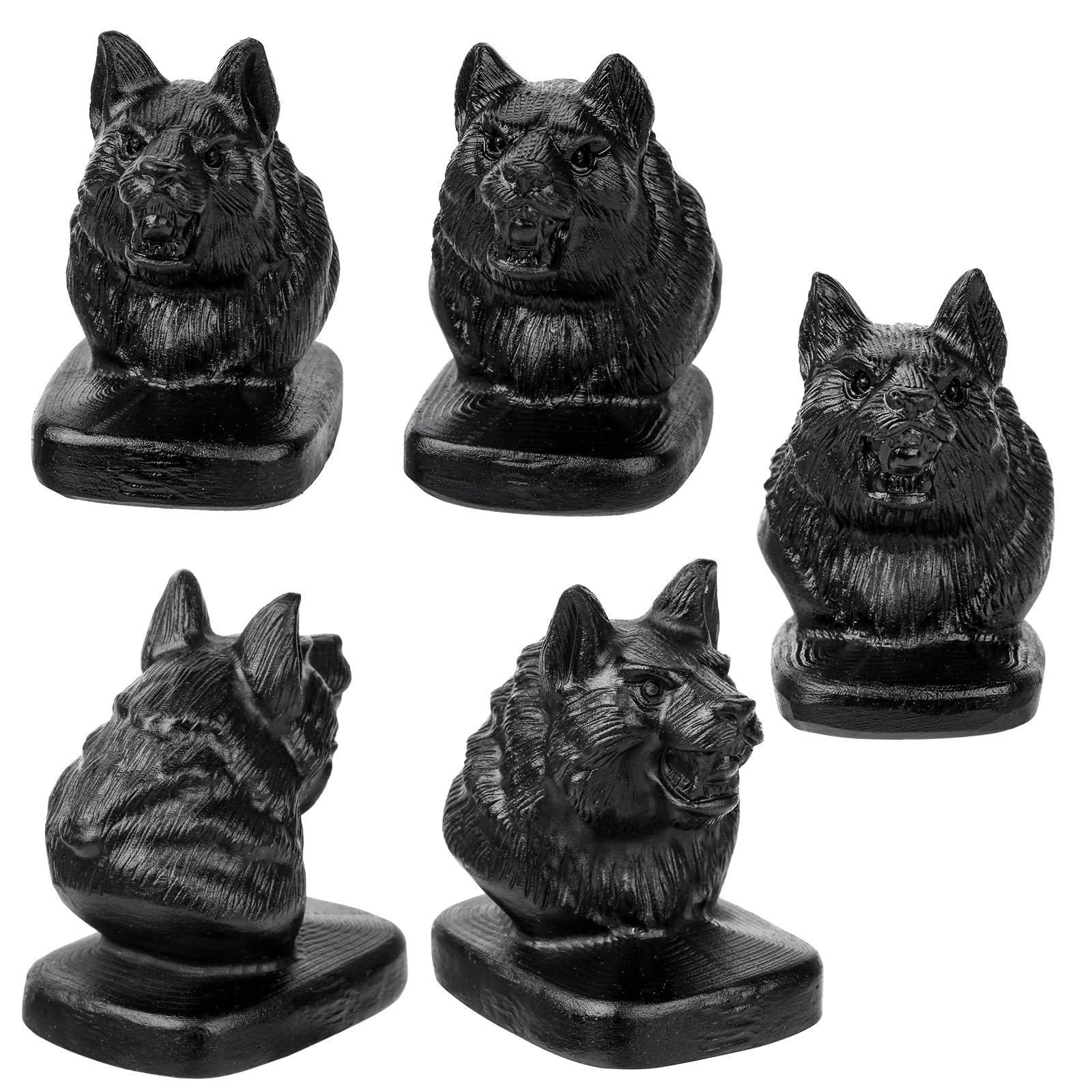 mookaitedecor Black Obsidian Crystal Wolf Head Statue Ornament for Home Hand Carved Animal Healing Crystal Wolf Gift for Men Women Small Pocket Wolf Bust Figurine Sculpture Cool Black Room Decor - Image 3