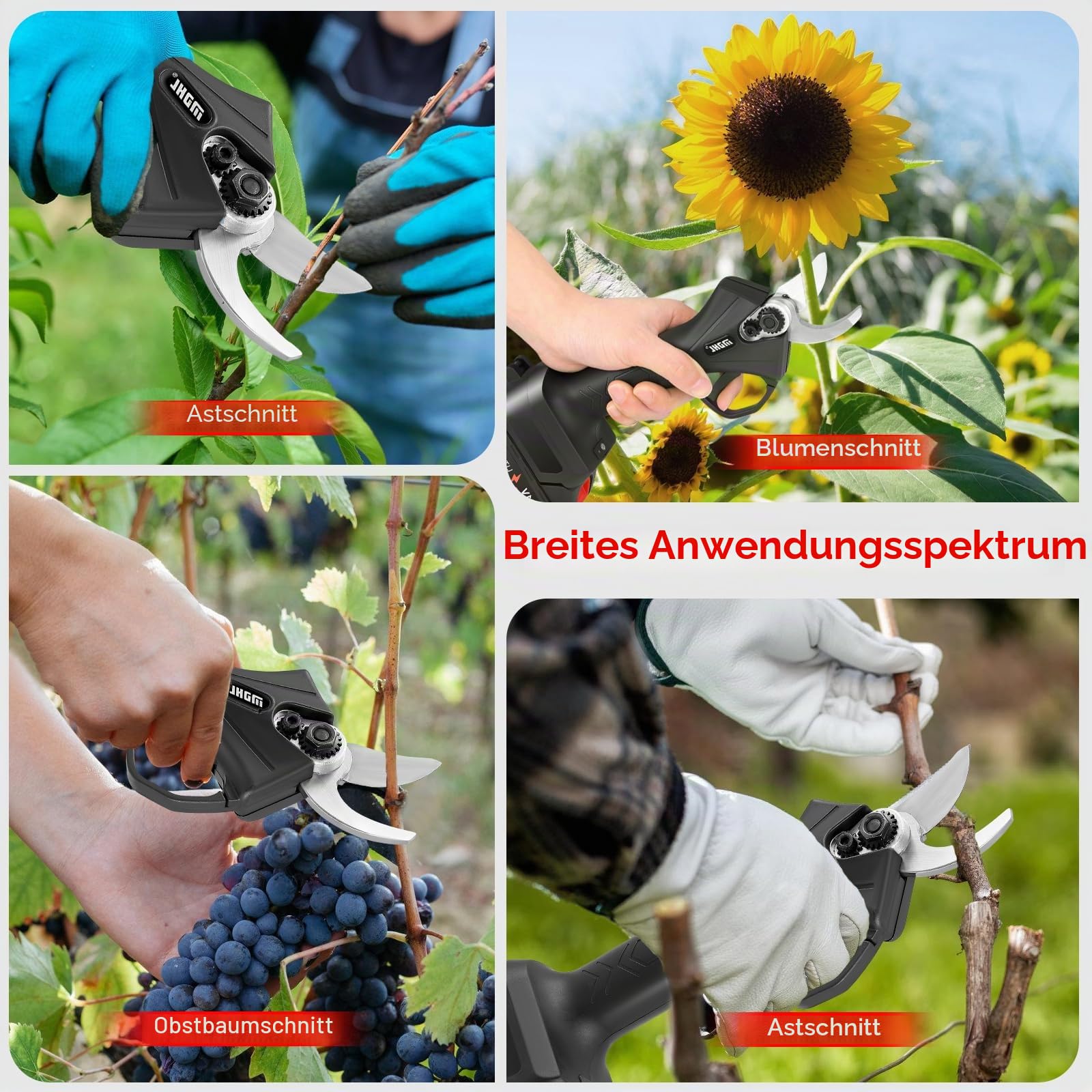 Akku Astschere, Kabellose Elektroschere 35 mm Schneiddurchmesser, Professionelle Gartenschere mit 2 Wiederaufladbaren 21V 2000mAh Akkus LCD-Display zum Beschneiden von Bäumen Sträuchern Obstbäumen