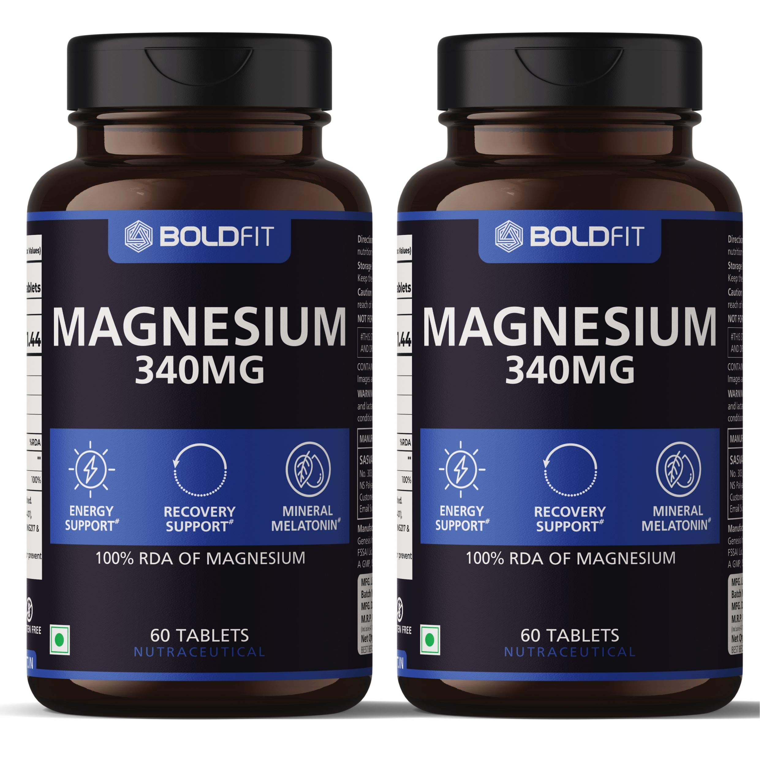 Boldfit Magnesium Supplements for Men & Women 440mg with Magnesium Oxide For Recovery Support, Relaxation & Energy Support - 100% RDA Of Magnesium - 60 Vegetarian Tablets - 2 Pack (B08VGPBTYJ) Amazon Price History, Amazon Price Tracker