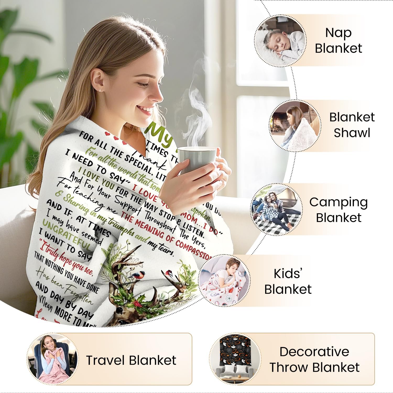 Mom Blanket Gifts from Daughter Son, Gifts for Mom Birthday Mothers Day Anniversary, Super Soft Cozy Flannel Throw Blankets for Bed Couch Sofa Car Travel Nap Blanket on All Seasons