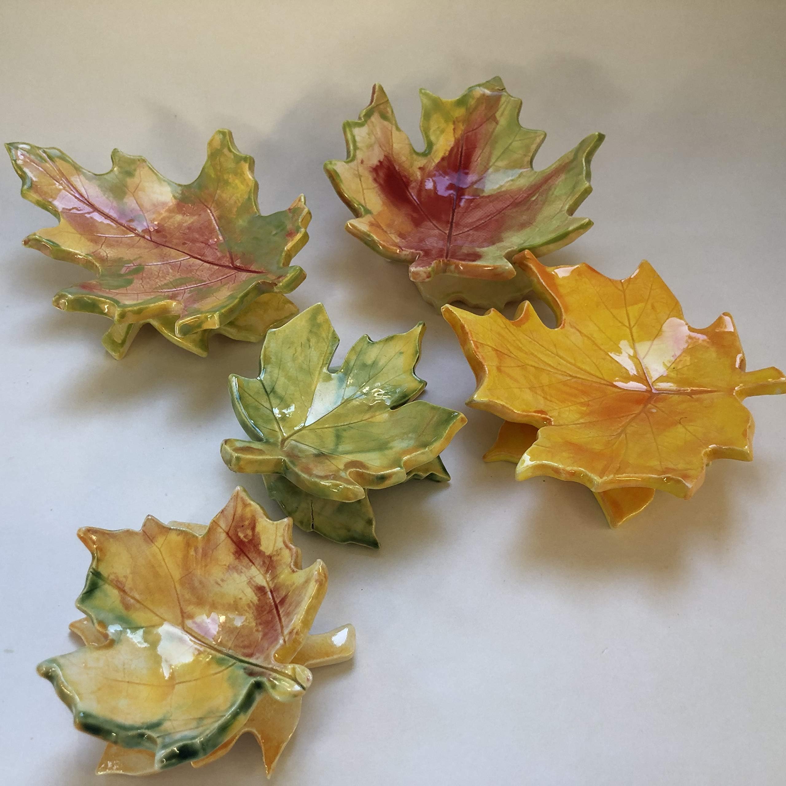 Autumn Leaves - ceramic pottery set of 5