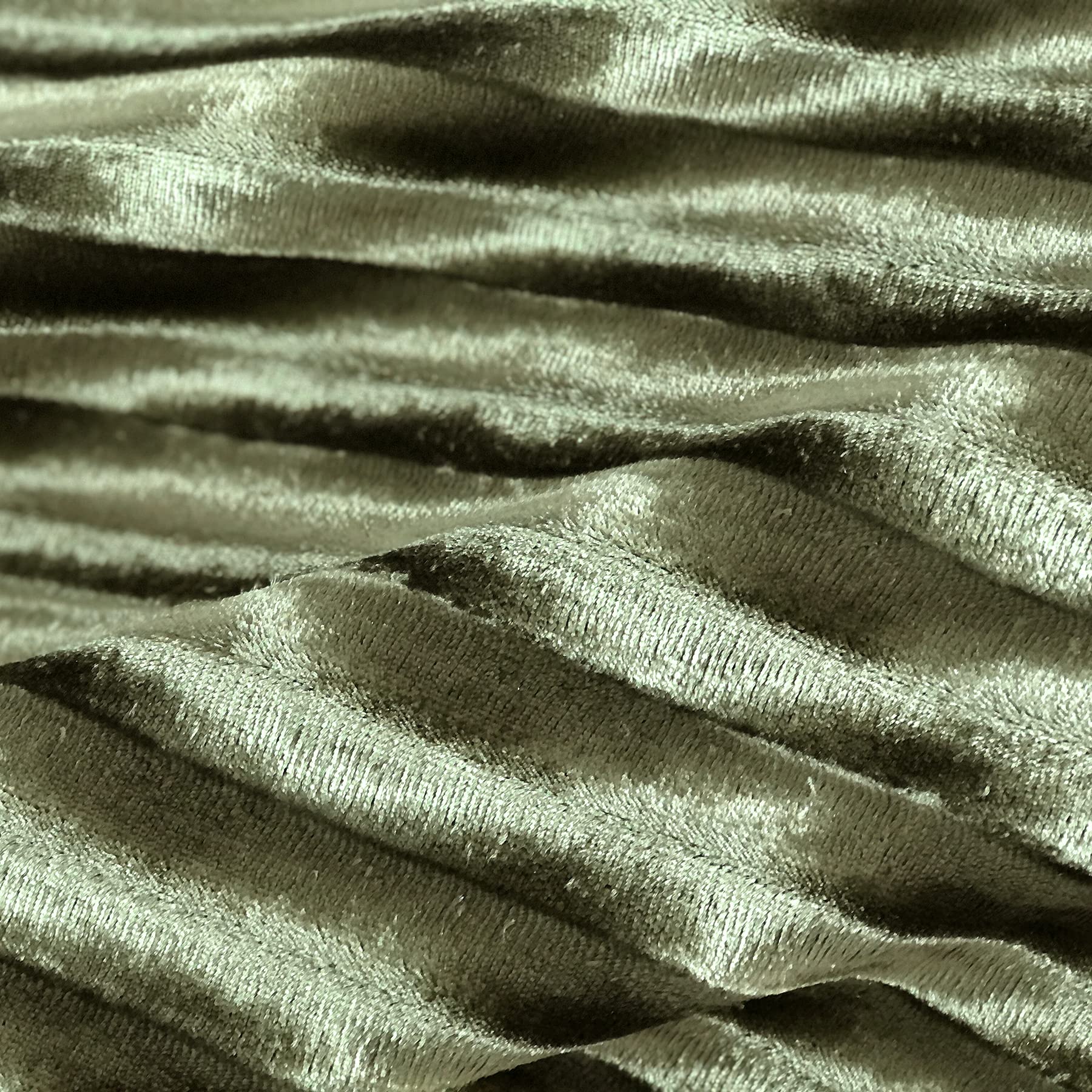 always4u Rideau 100% Occultant en Velours à Longues Rayures, Double Rideaux Isolation Thermique avec Oeillets, pour Salon Chambre Cuisine, Élégant,Vert Olive 140x245cm Lot de 2