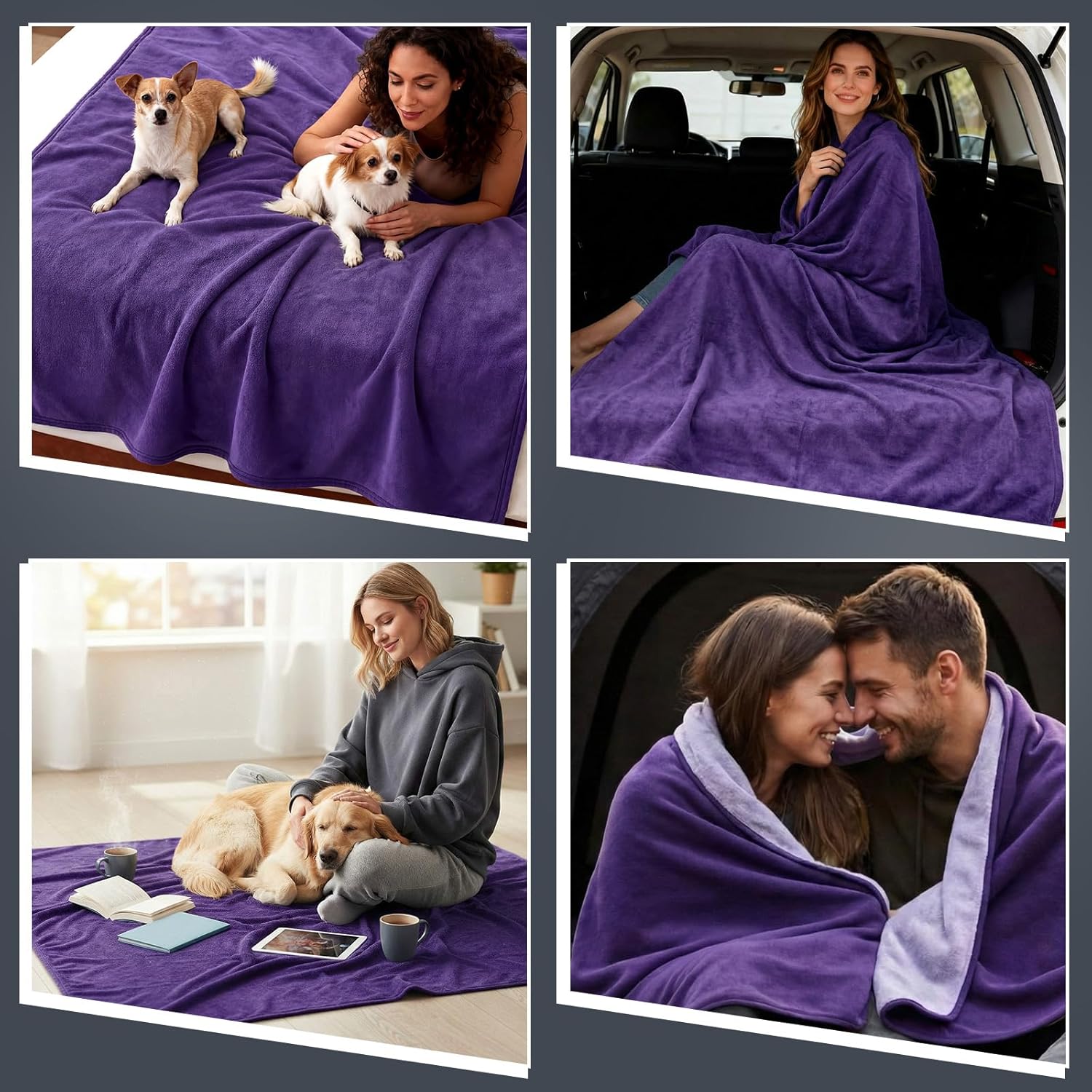 Waterproof Blanket for Bed Couch Sofa, 40''x60'' Reversible & Washable, Fleece and Flannel Waterproof Mat, Water Resistant Bed Cover, Leakproof Mattress Protector(Light Purple/Dark Purple) - Image 7