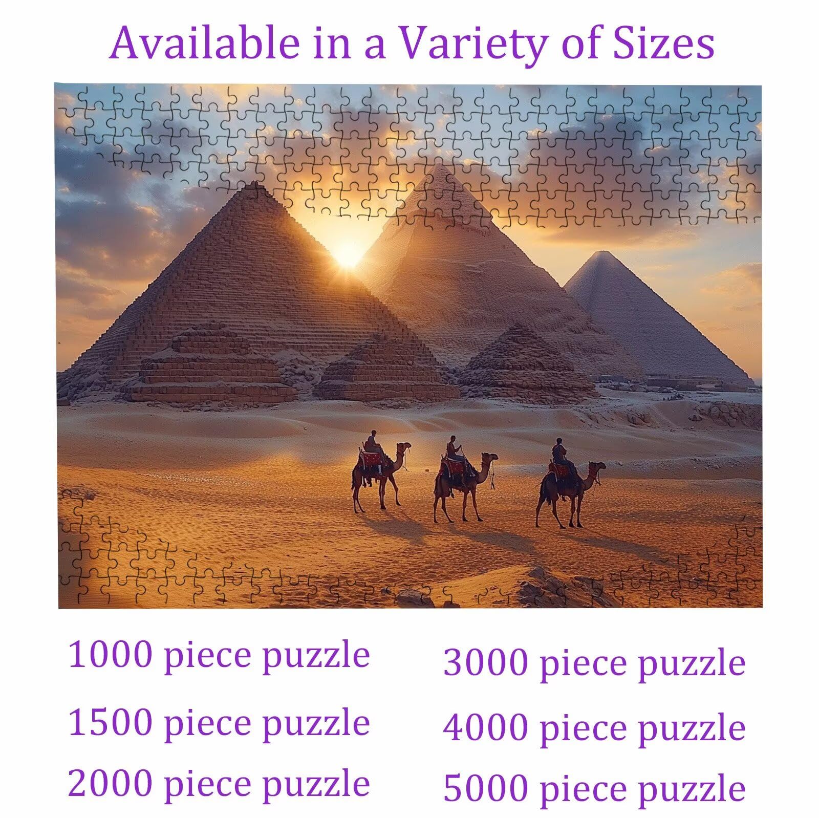 Puzzle piramide Deserto, Puzzle Adulti 5000 pezzi, Puzzles Legno con Squisita Scatola di Imballaggio, Rompicapo per Esperti con Incastro Perfetto, Stampa Alta Definizione, Regalo per Adulti W3H-999