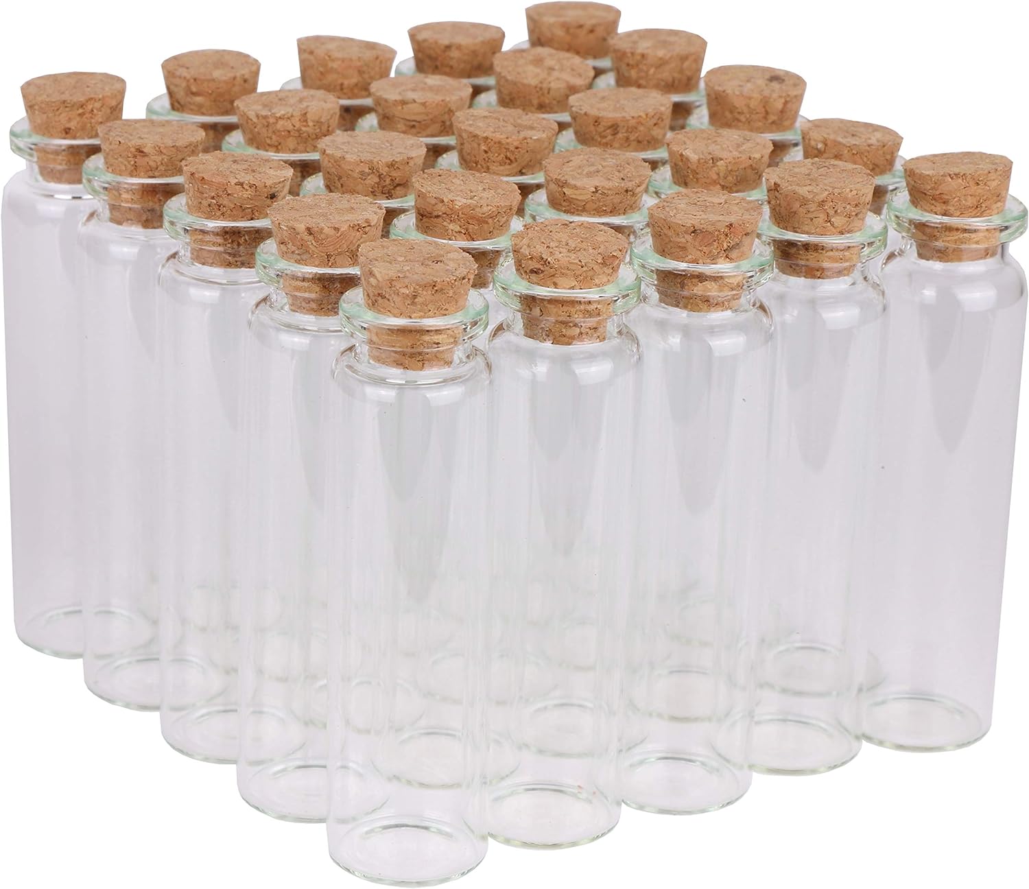 MaxMau 24 Pack 20ml Mini Glass Vials with Cork Stoppers - Ideal for Wedding Favors, Baby Showers, Message Bottles & DIY Crafts
