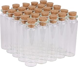 MaxMau 24 Pack 20ml Mini Glass Vials with Cork Stoppers - Ideal for Wedding Favors, Baby Showers, Message Bottles & DIY Crafts