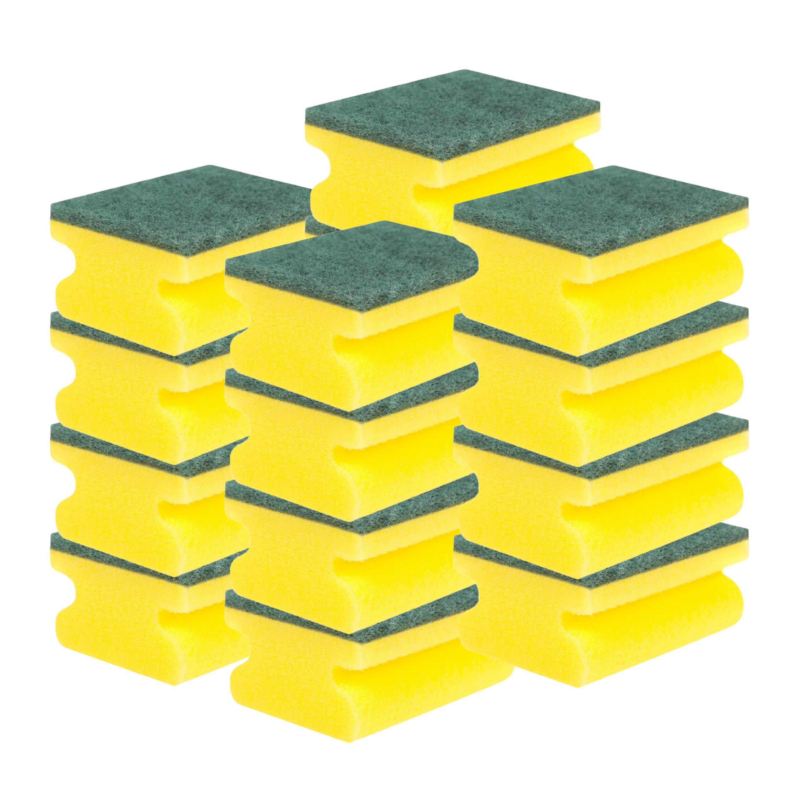 HOMESHOPA Handgrip Scrub Sponges, 16 Pack Non-Scratch Extra Hand Grip Super Absorbent Scrubbing Scourer, Dual-Sided Dishwashing & Cleaning Scrub, Reusable Washing Up Pads Kitchen Bathroom Pots Pans