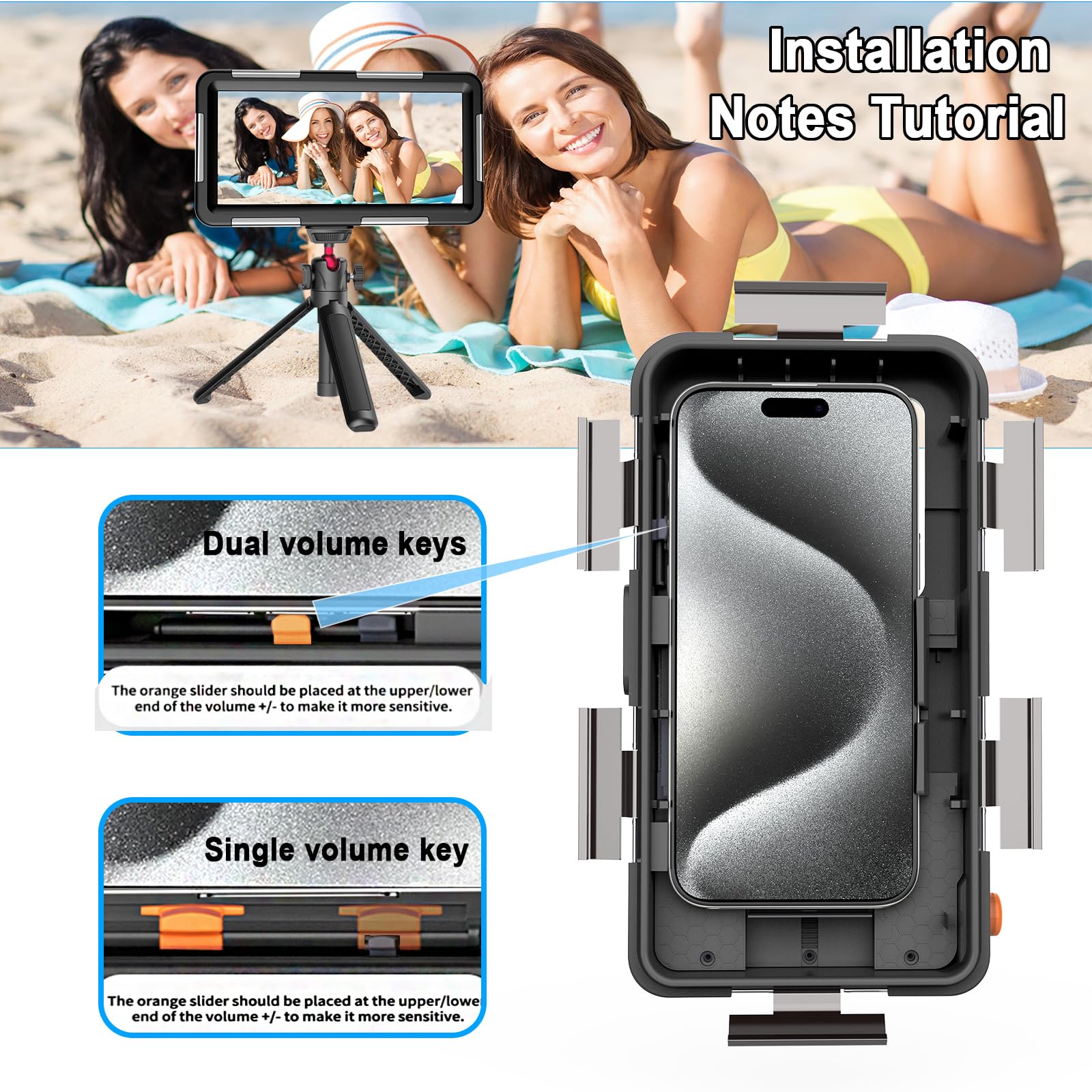 Custodia impermeabile per telefono subacquea, 2025 professionale per immersioni subacquee, nuoto, snorkeling, surf, custodia per foto e video subacquei, per iPhone 16 Pro Max/16 Pro, ecc