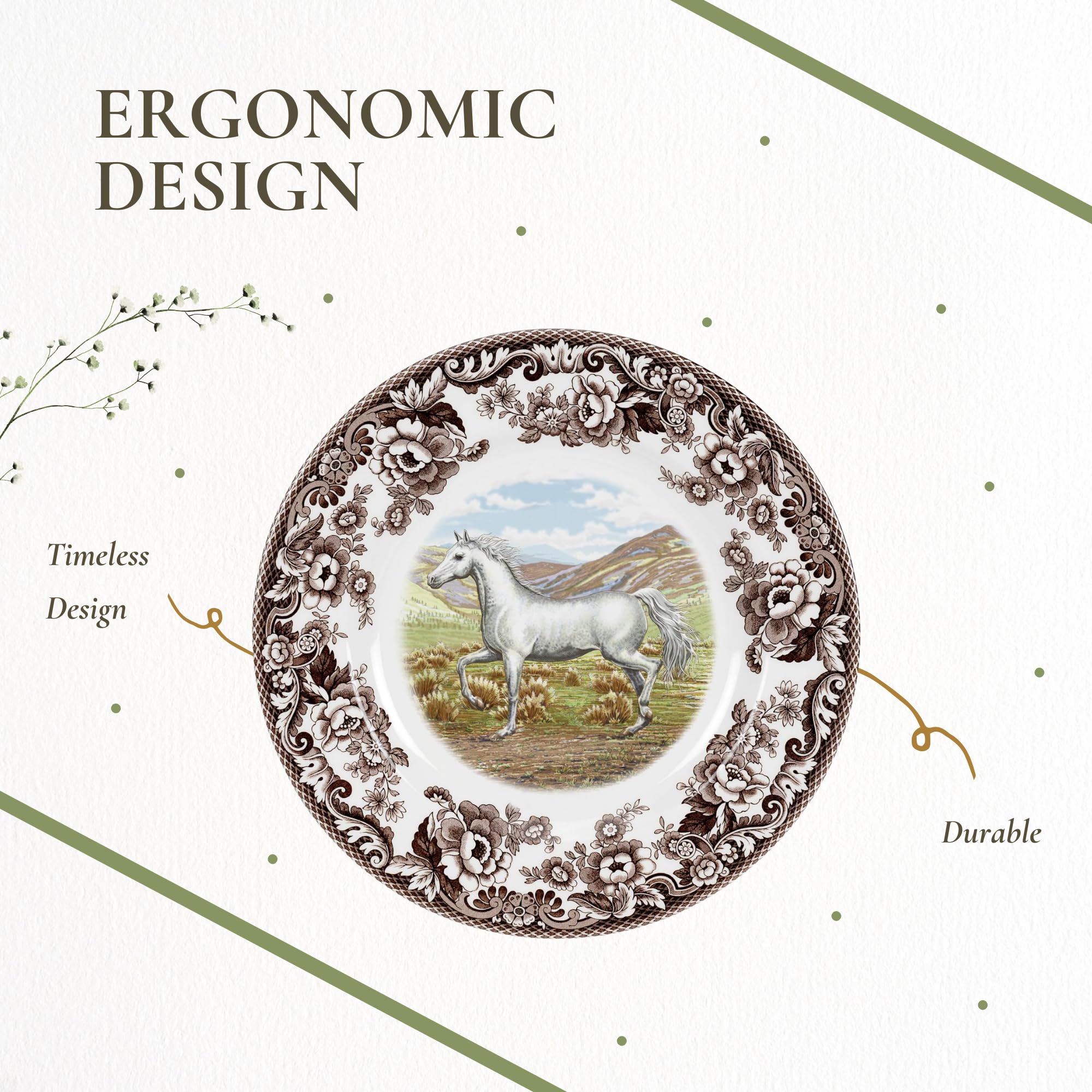 Amazon.com: Spode Woodland Horses Salad Plate - Arabian Motif with
