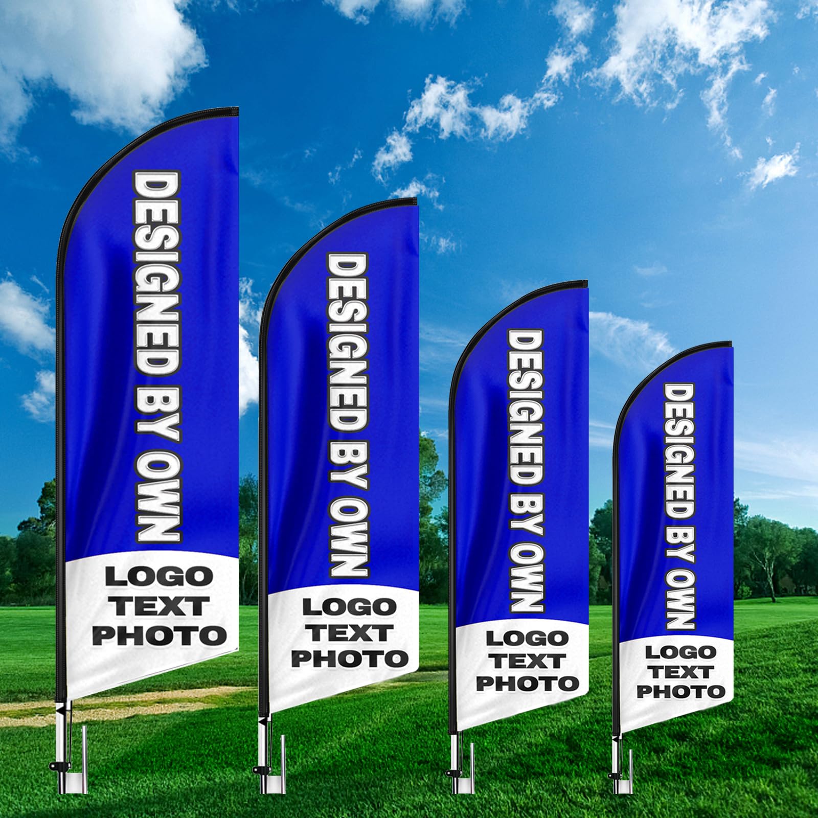 QSUM Custom Feather Flag,7FT Customized Logo Text Advertising Flag,Custom Signs Swooper Flag for Pizza,Barber Shop,Open House,Open Businesses and Storefronts(Only Including Flag Surface)