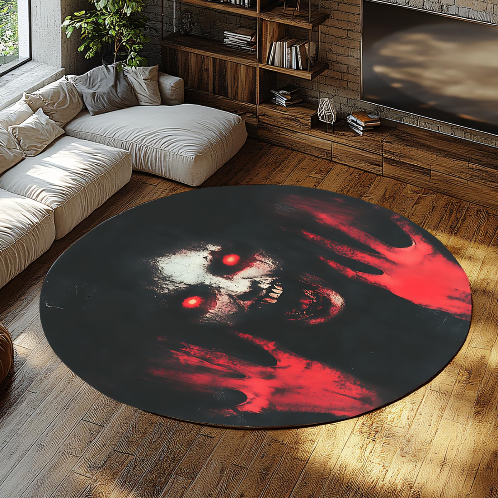 Tapis pour salon chambre couloir ambiance horreur sombre et gothique rouge