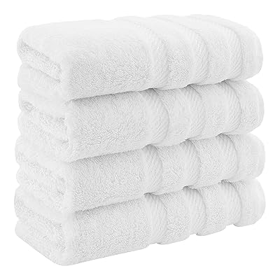 American Soft Linen Luxury Hand Towels for Bathroom, 600 GSM 100% Cotton Turkish 4 Piece Hand Towel Set, 600 GSM Hand Face Towels for Kitchen, Silver Grey Hand Towels