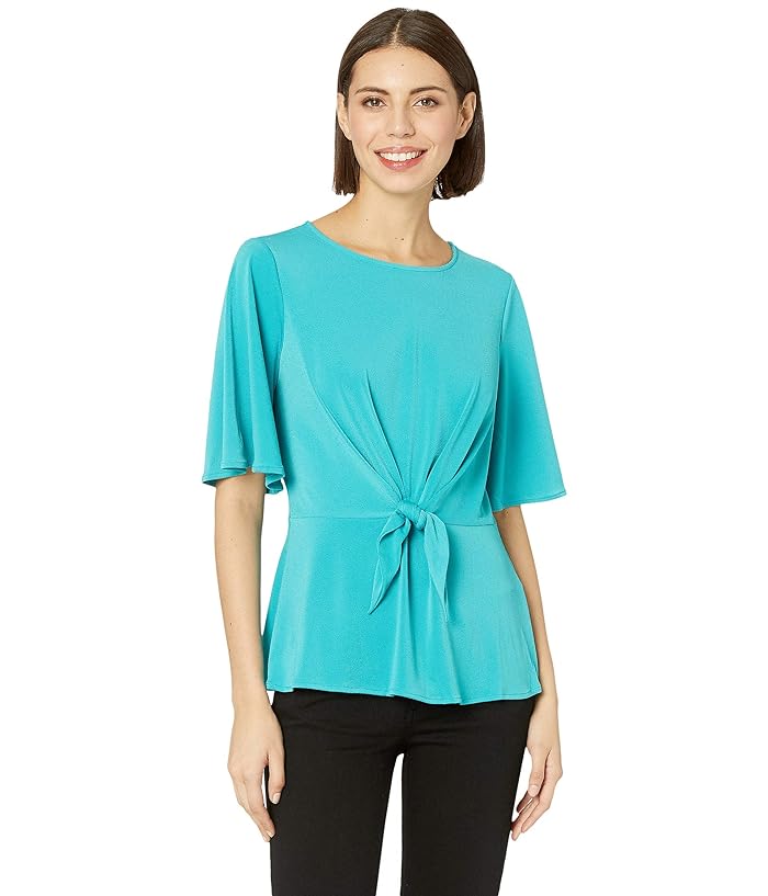 Download eci Elbow Sleeves Knit Top w/ Mock Front Tie | 6pm