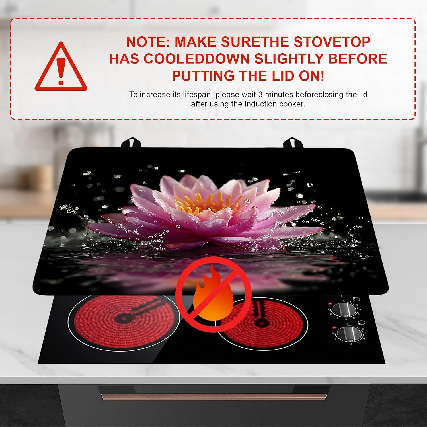 Stove Top Cover for Home Decoration Kitchen Pad Washable Cooktop Covers Countertop Stove Protector Mat for Home Kitchen Cooktops (pink flower, 28"x20")