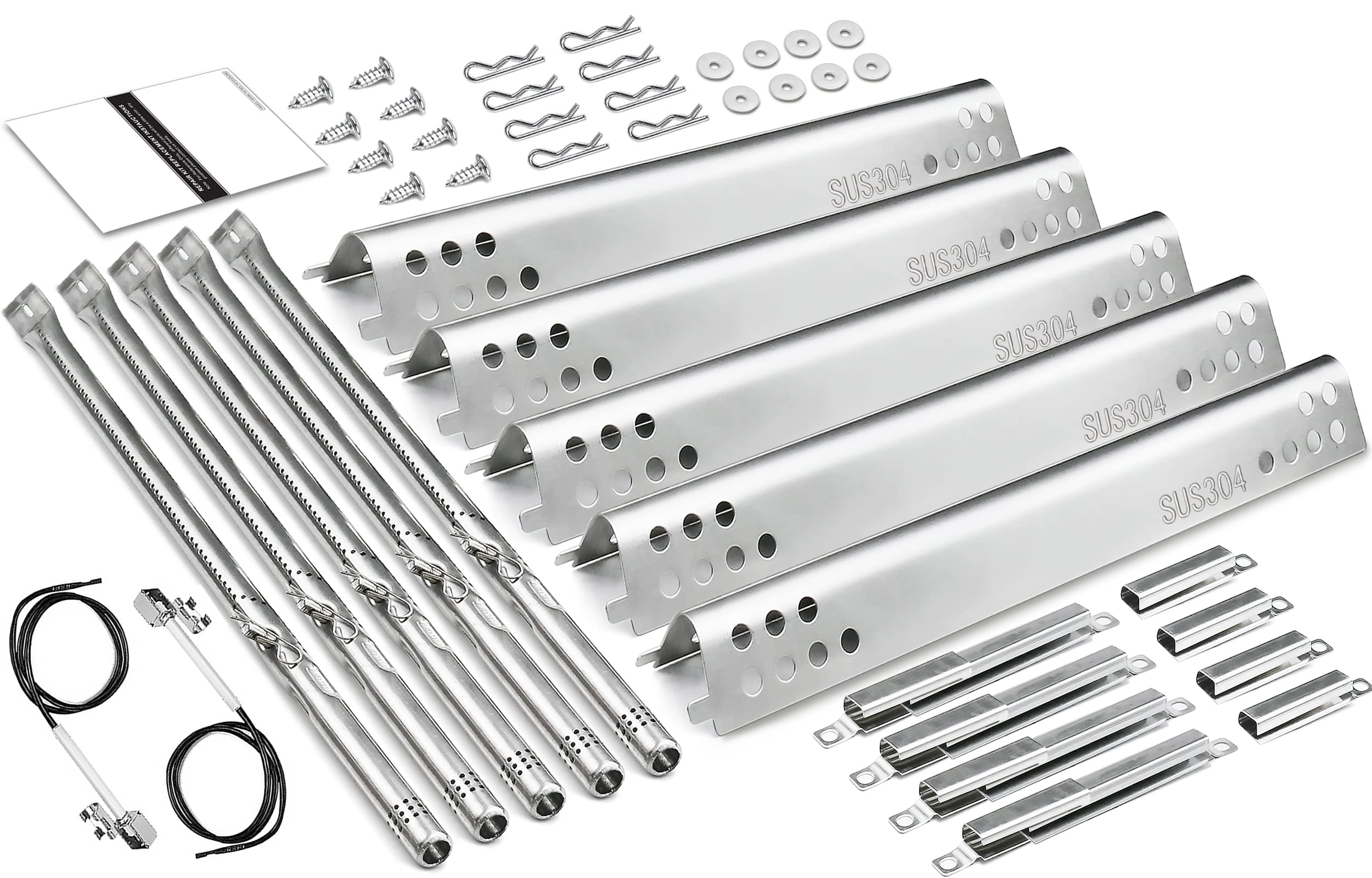 Hisencn Grill Replacement Part for Charbroil Performance 5 Burner, 304 Stainless Steel Grill Part for Charbroil 463347519, 463347518, 475 4 Burner 463347017, 470-5200-W1, Heat Plate, Grill Burner