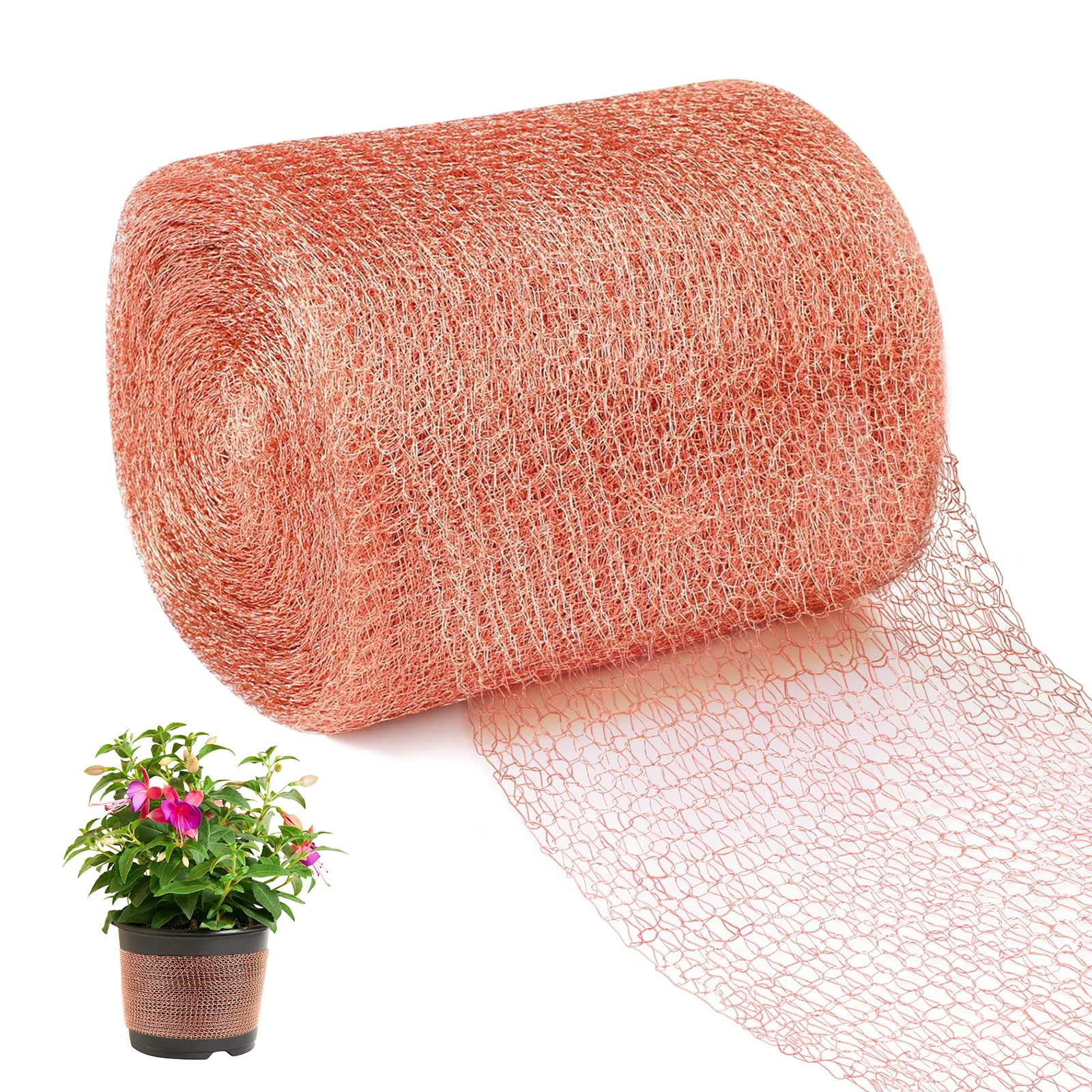 WUQNGI Kupferband Gegen Schnecken, 12.7cm x 6m Schneckenschutz Hochbeet, Doppelschicht Schneckenabwehr Kupfer, Kupferdraht Schneckenzaun Metall, Kupfernetz Abwehr Zaun für Anti Nacktschnecken, Mäuse