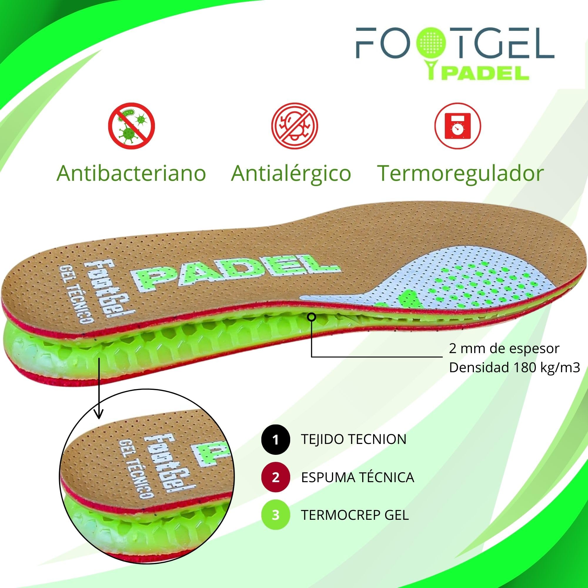 Plantillas Padel Gel Deportivas Transpirables Estabilizadoras Tallas 43-47