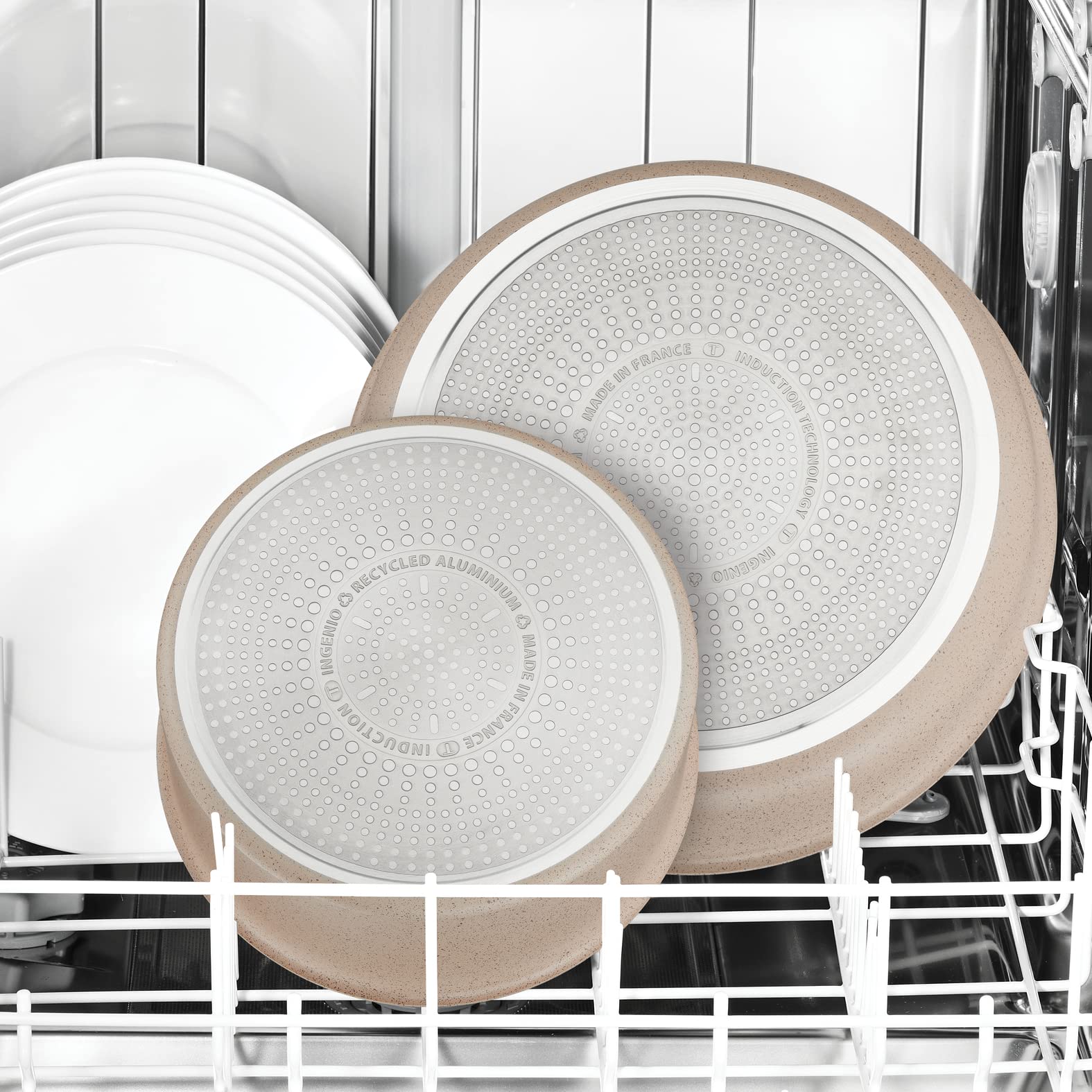 Tefal Ingenio Delight naczynia kuchenne 17 p, indukcyjne, powłoka nieprzywierająca, wskaźnik temperatury, do układania w stos, nadają się do zmywarek, patelni, garnków, Made in France L7839002