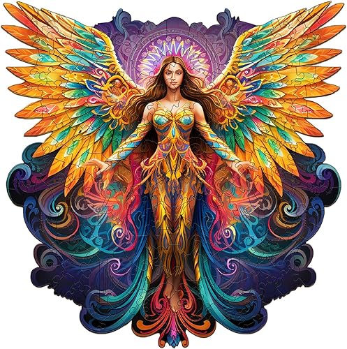 WOODBESTS Rompecabezas de madera para adultos, rompecabezas de niña con alas (L, 300 piezas, 13.3 x 13.3 pulgadas), hermosa caja de madera,